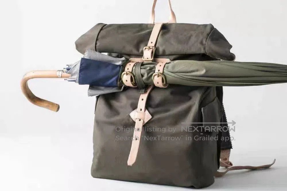 Japanese Brand stylish waterproof backpack with leather accents. Size ONE SIZE - 2 Thumbnail