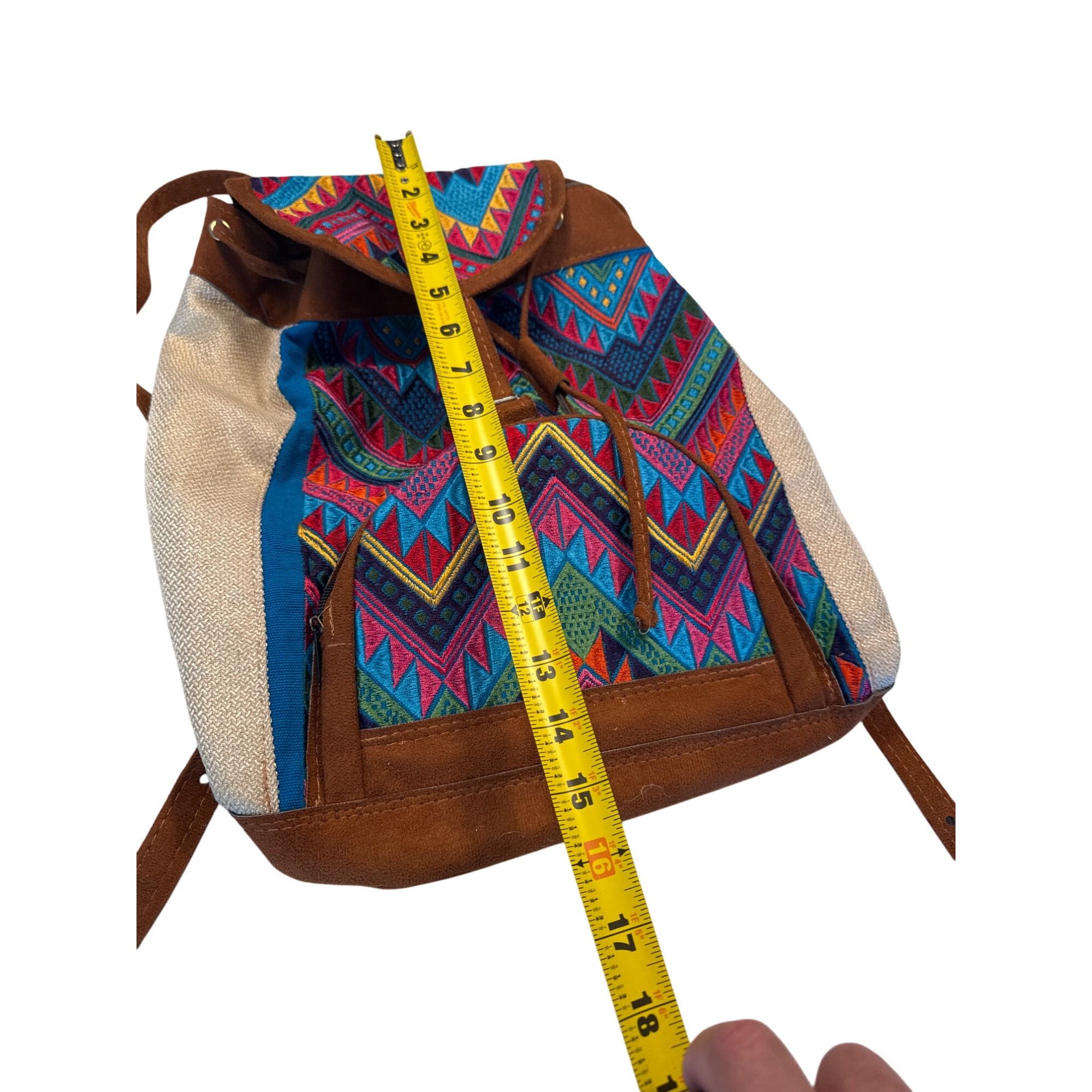 Other Colorful Geometric Pattern Hobo Backpack 15x13.5 Inches SKU Size ONE SIZE - 3 Thumbnail