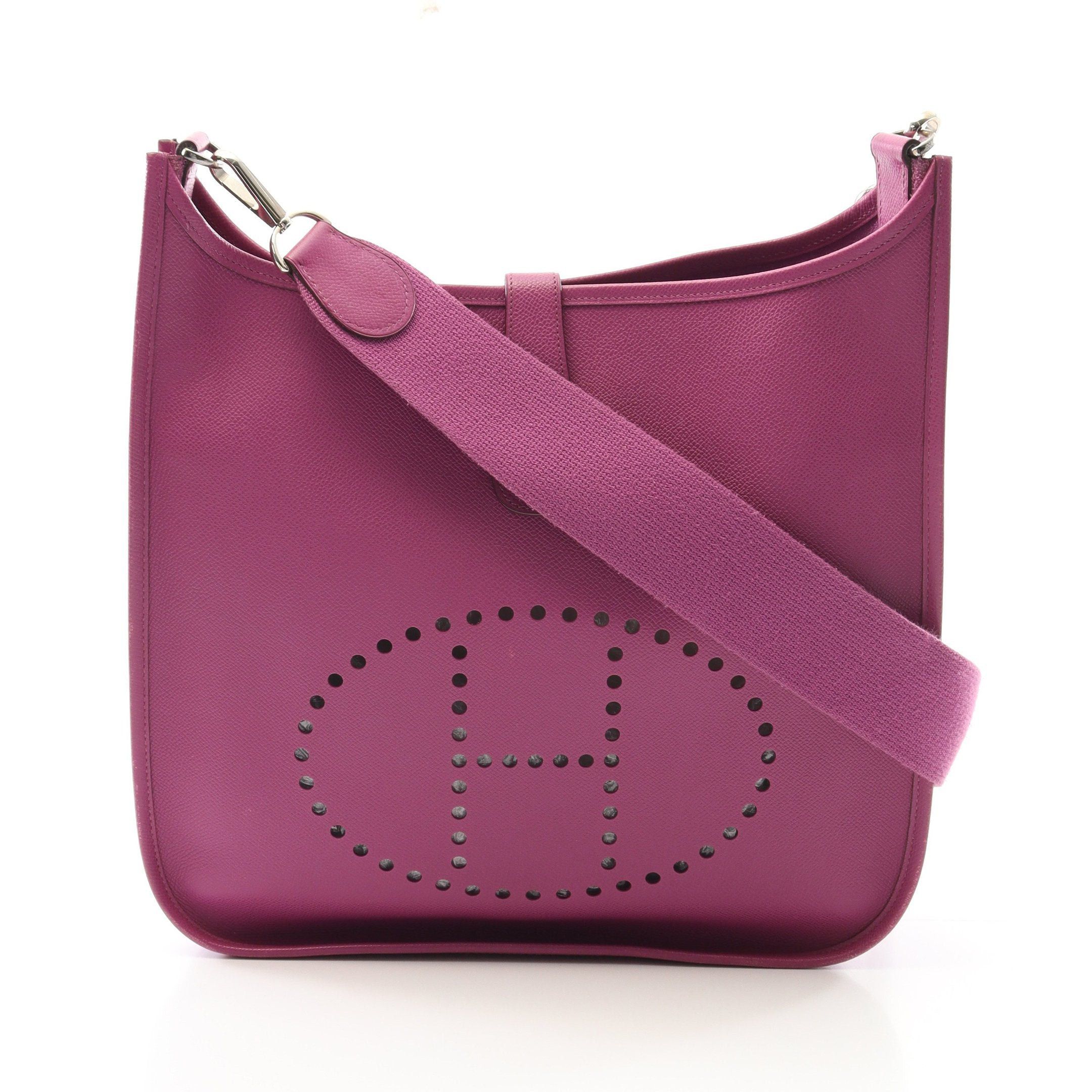 Hermes Evelyn 2 De Gm Cyclamen Shoulder Bag Veau Epsom Purple Silver Hardware H Stamp, Women's