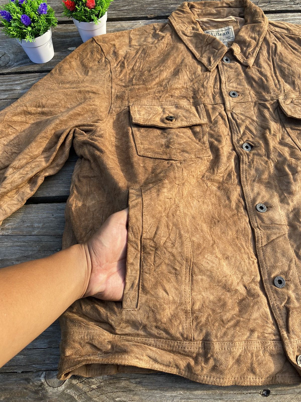 L.L Bean Suede Trucker Leather Jacket