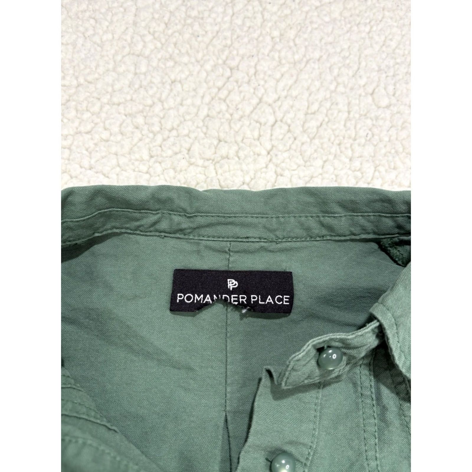 Vintage Pomander Place Shirt Dress Green M 3/4 Sleeve Button Collared Short Dress Modern Boho Preppy Women Size M / US 6-8 / IT 42-44 - 3 Thumbnail