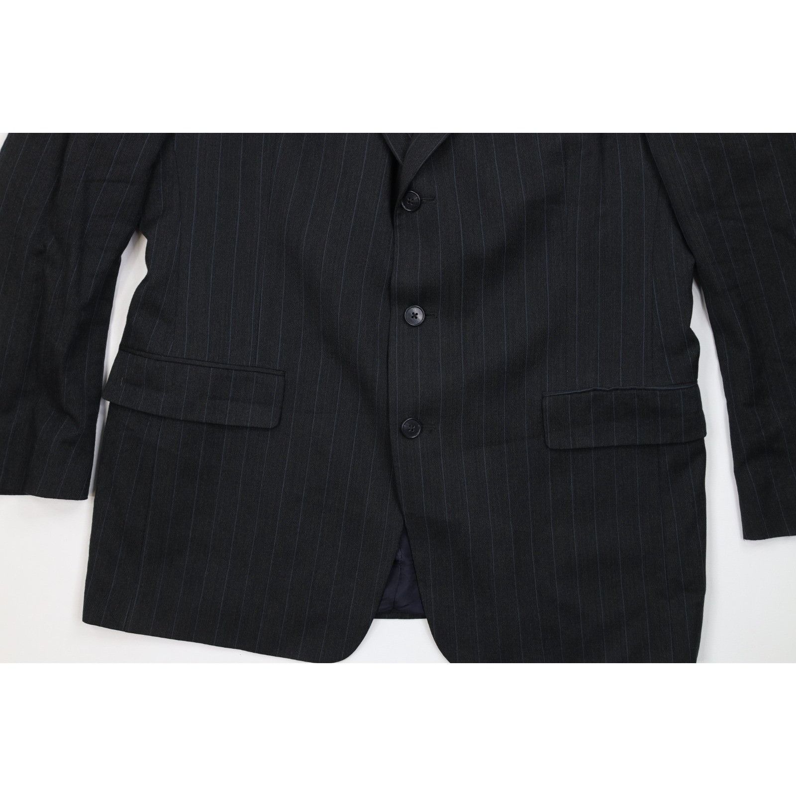 Vintage Vintage 90s Streetwear 2 Piece Wedding Wool Pinstriped Suit Size 42R - 5 Thumbnail