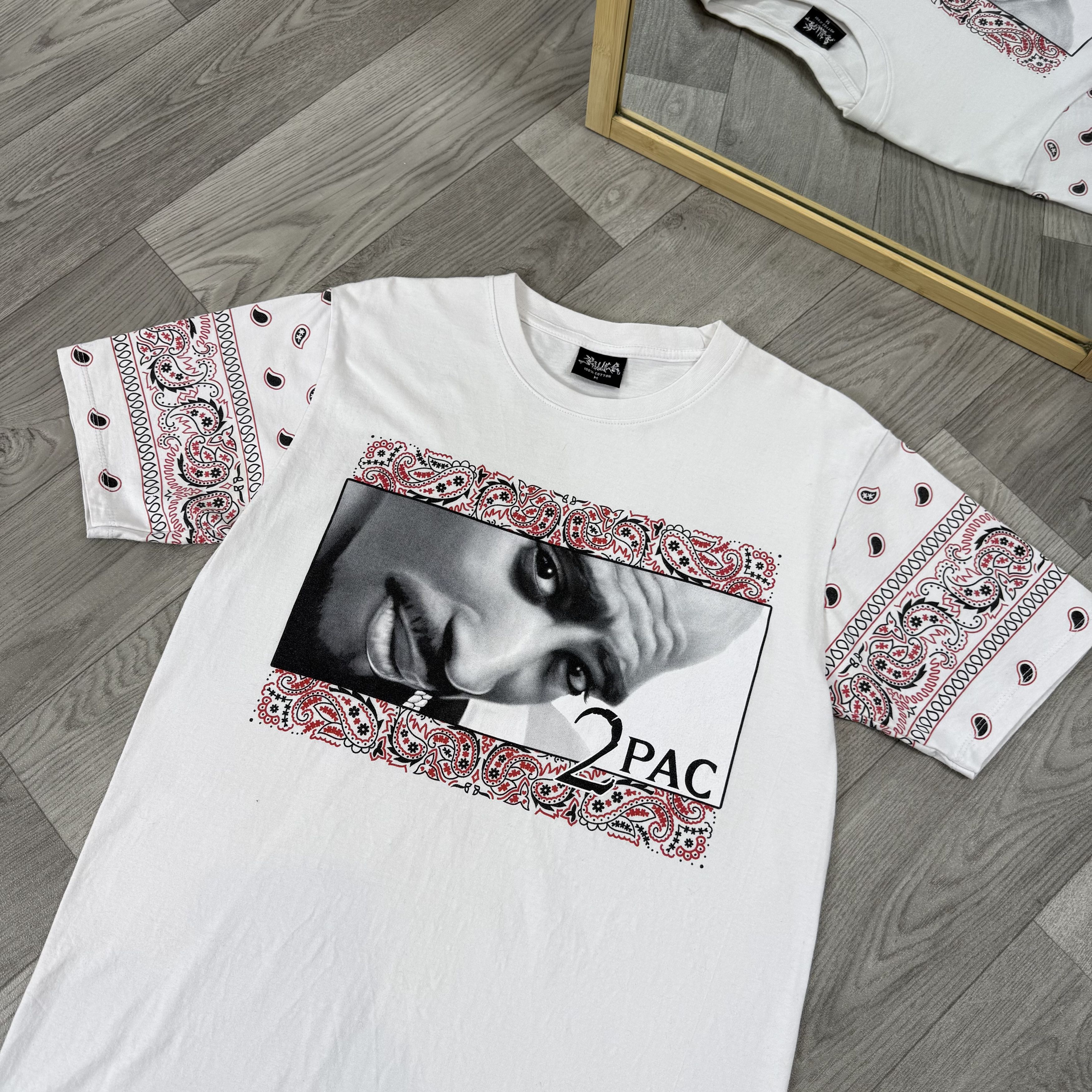 Vintage Vintage 2Pac Tupac Shakur 90s White Graphic Rap Tee Shirt Size US M / EU 48-50 / 2 - 7 Thumbnail