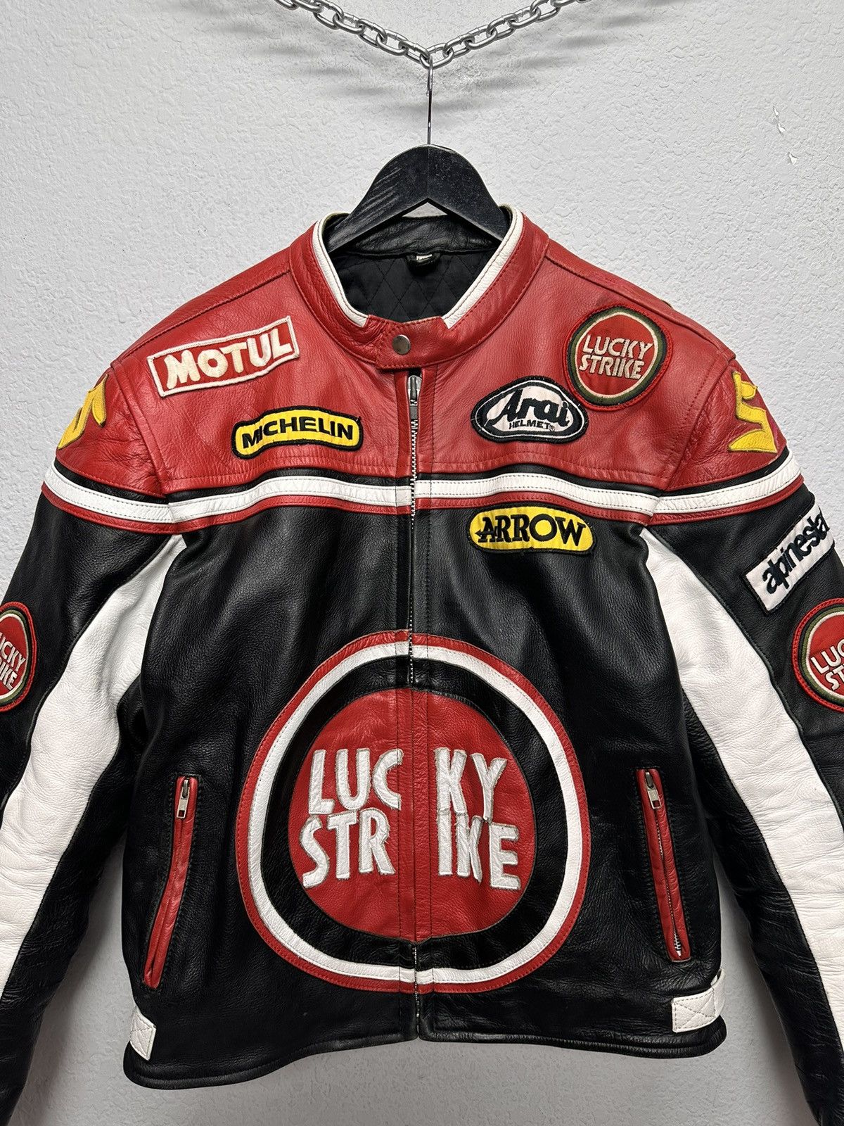 Marlboro Vintage Lucky Strike Red bull F-1 Moto Leather Biker Jacket Size US M / EU 48-50 / 2 - 2 Thumbnail