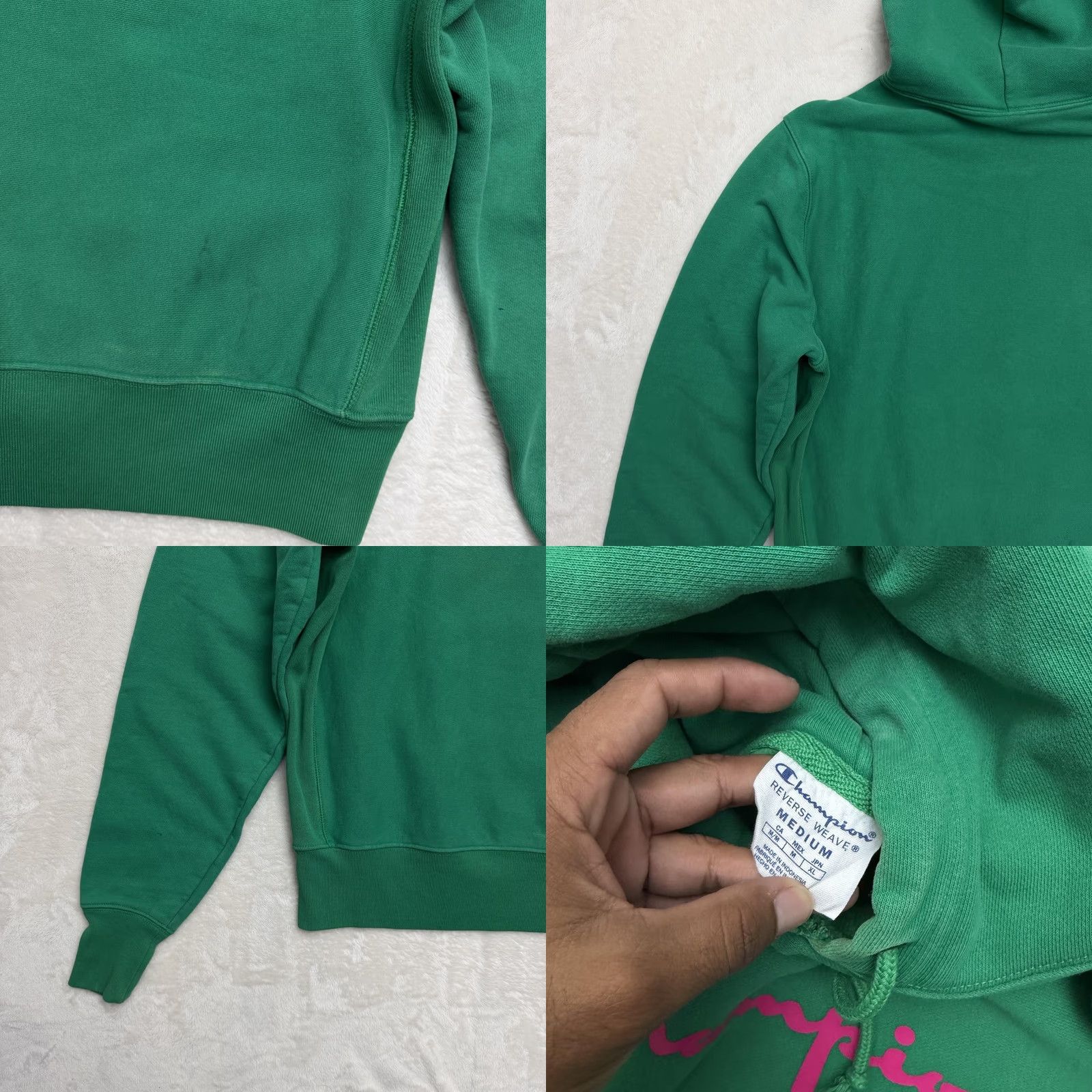 Champion Champion Reverse Weave Hoodie Mens M Green Logo Pullover Sports Graphic Print Regular Fleece Cotton Polyester Size US M / EU 48-50 / 2 - 9 Thumbnail