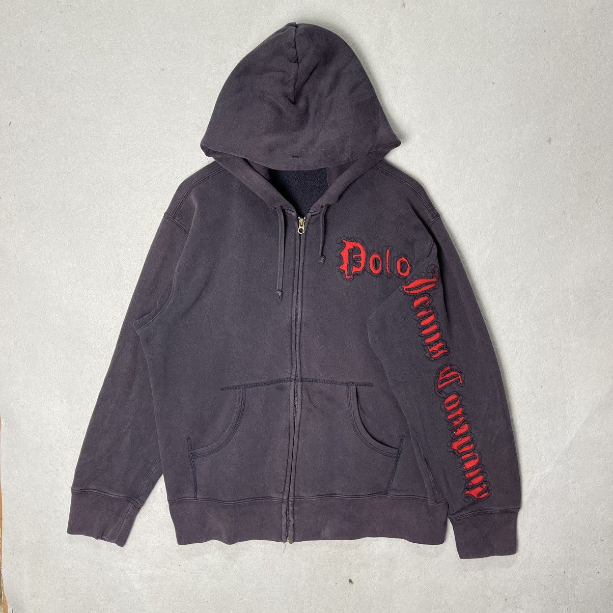 Polo Ralph Lauren Vintage Polo Jeans Co. Gothic Logo Zip Hoodie Size US L / EU 52-54 / 3 - 1 Thumbnail