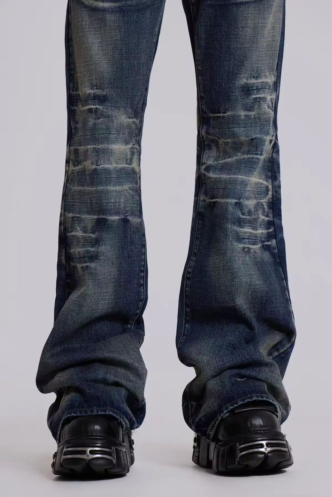 Japanese Brand Washed Blue Flared Jeans Size US 37 - 4 Thumbnail