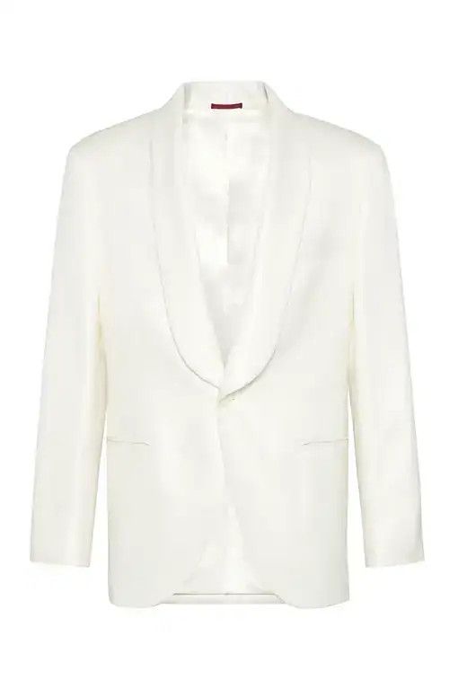 Brunello Cucinelli o1la1rc1a0326 Tuxedo Jacket in White Size US L / EU 52-54 / 3 - 1 Thumbnail