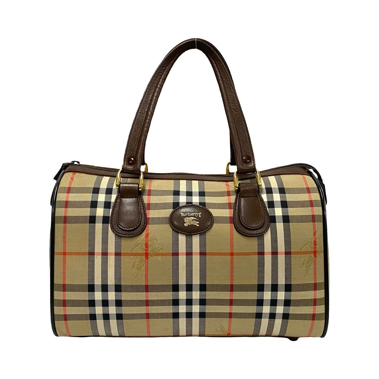 Burberry Burberry Haymarket Check Boston Bag Canvas Handbag in Very Good Condition Size ONE SIZE - 1 Thumbnail