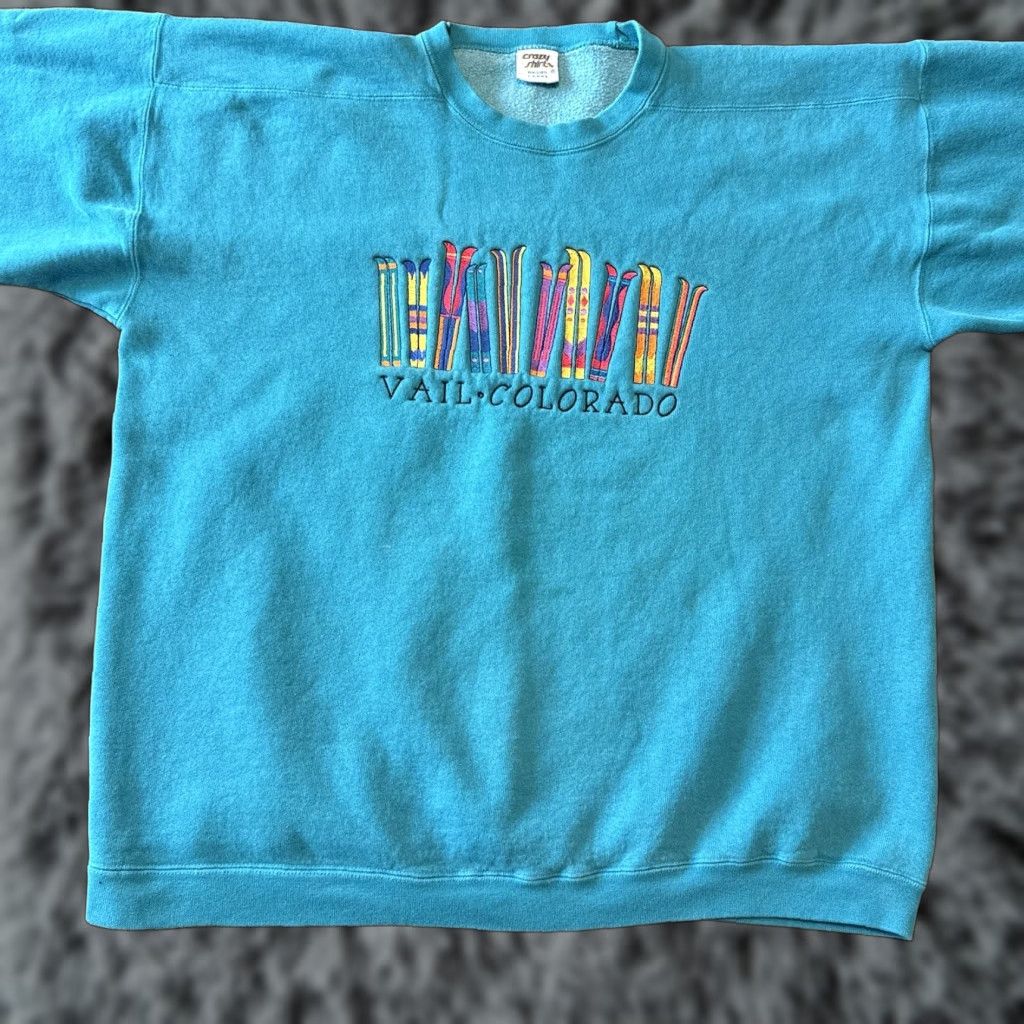 Vintage VINTAGE Crazy Shirts Sweatshirt Teal Ski Graphic Men L Pullover Long Sleeve Crew Neck Cotton Blend Fleece Size US L / EU 52-54 / 3 - 1 Thumbnail