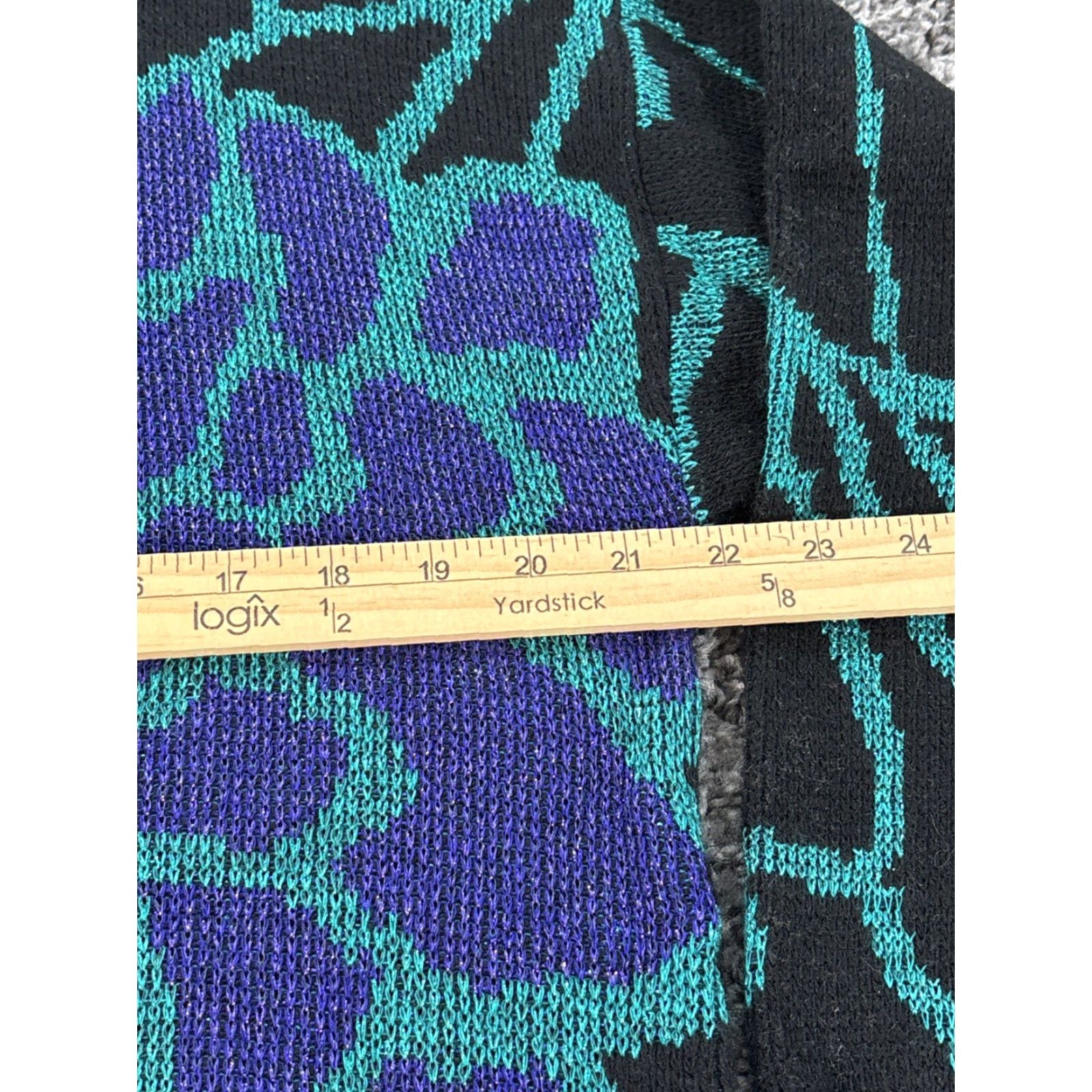 Vintage VINTAGE Distinctly Different Sweater Womens 20W Crew Neck Cable-Knit Floral Black 80s Pullover Plus Starburst Sparkle Size 3XL / US 20-22 - 3 Thumbnail