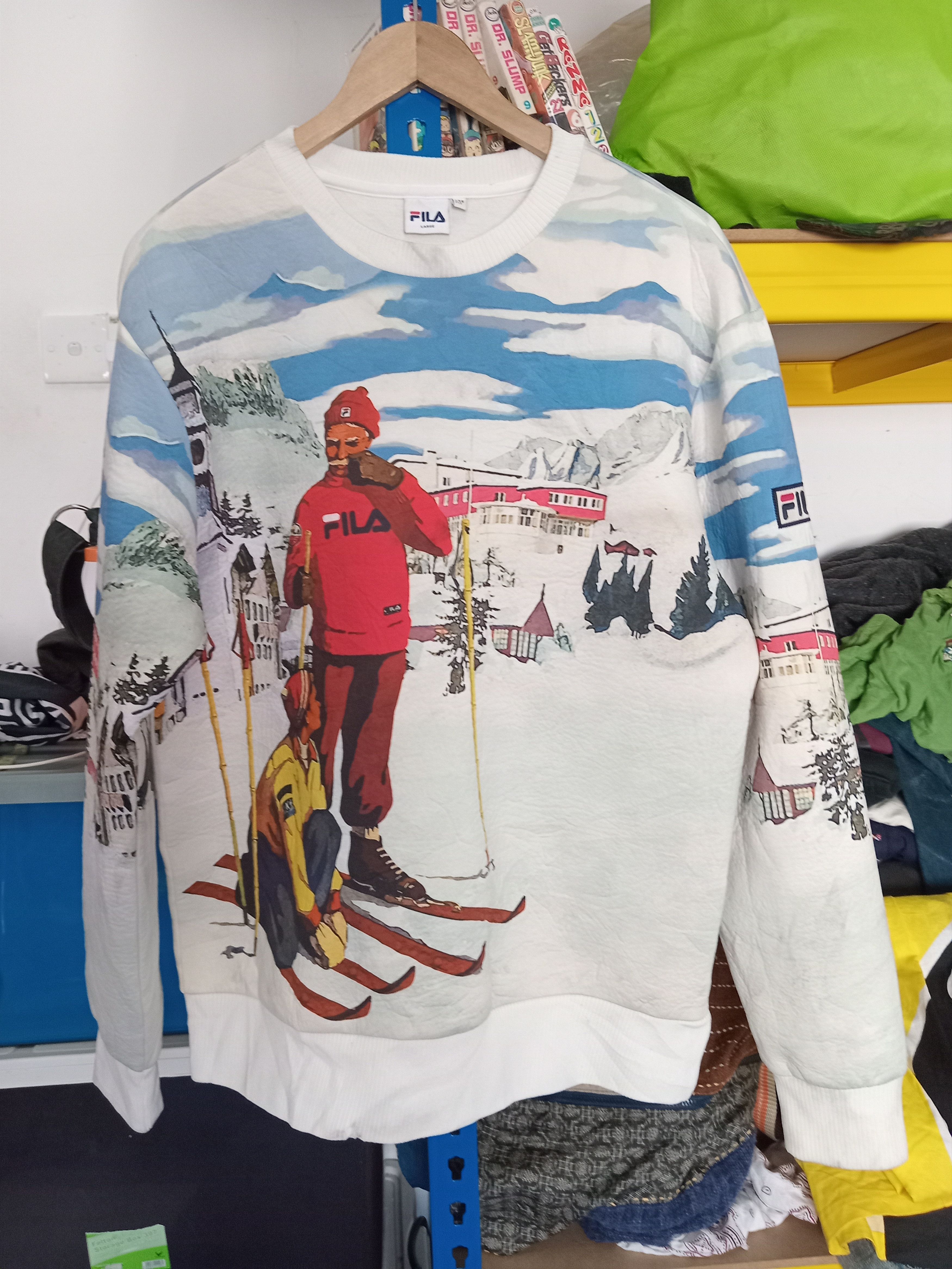 image of Vintage Fila Ski Sweatshirt in White, Men's (Size Large)