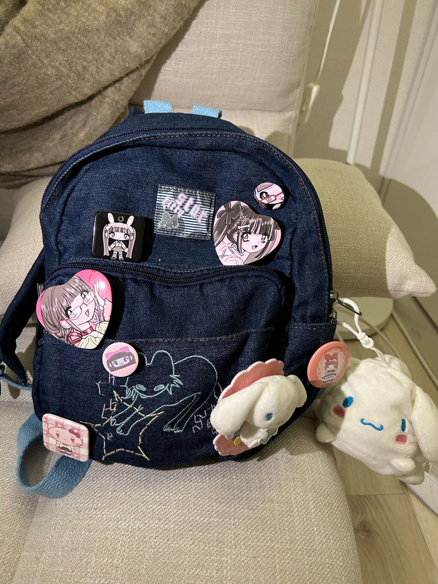The Unbranded Brand Kawai Cat Denim Backpack Size ONE SIZE - 5 Thumbnail