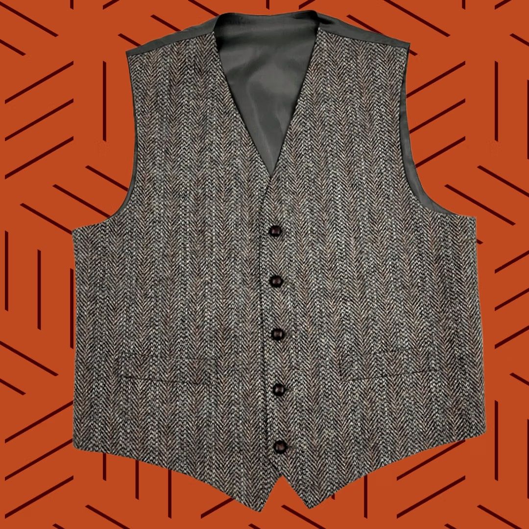 Harris Tweed Harris Tweed Coat Mens L Gray Wool Waistcoat Adult Herringbone Suit Vest Button Size US L / EU 52-54 / 3 - 1 Thumbnail