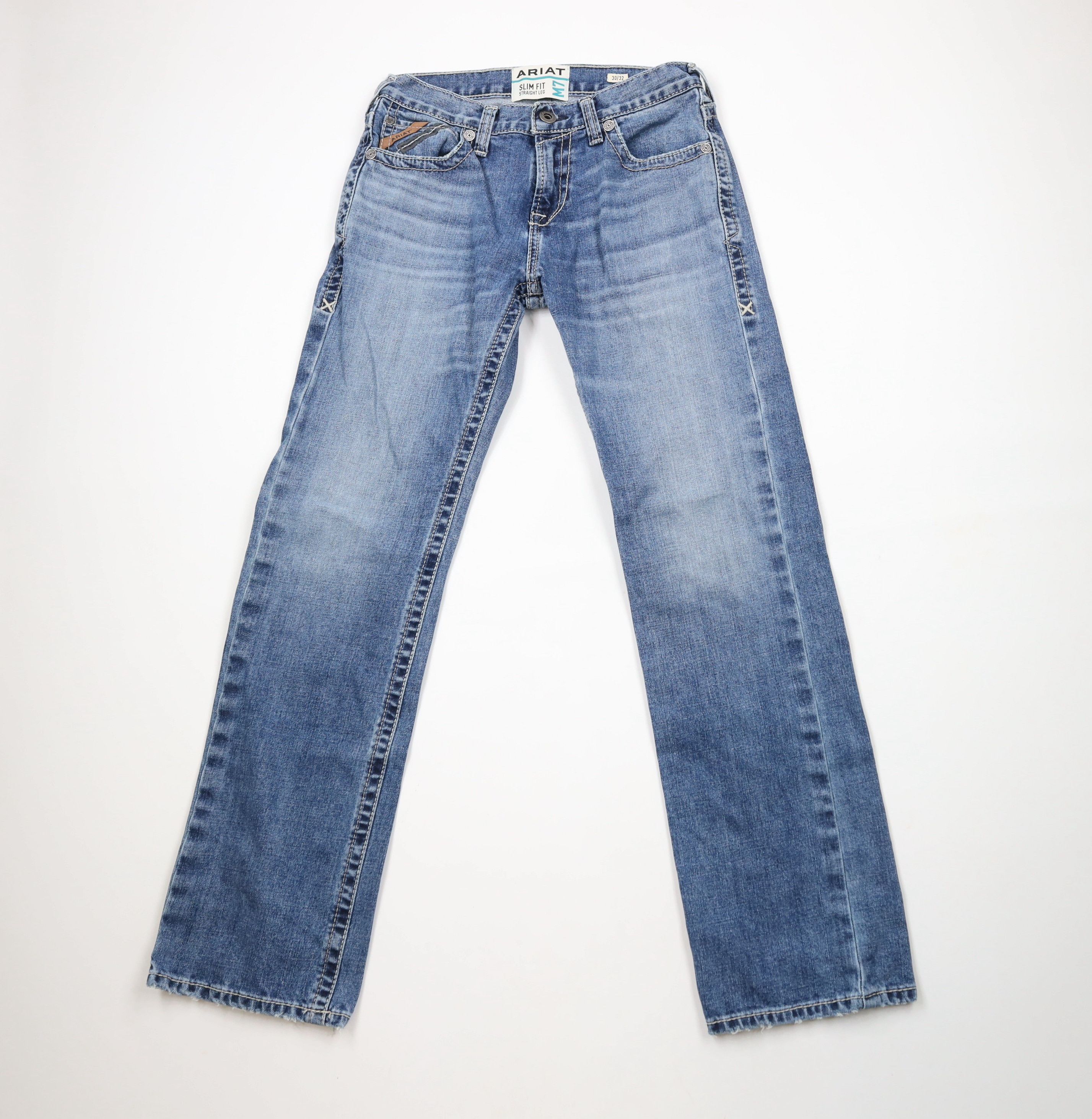 Ariat × Vintage Ariat Thick Stitch M7 Slim Fit Straight Leg Denim Jeans Blue Size US 30 / EU 46 - 1 Thumbnail