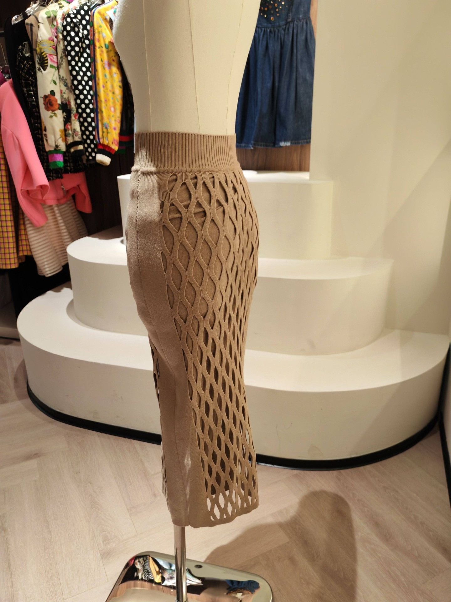 Fendi Fendi FF Logo Hollow-Out Knit Skirt Size 38" / US 16 / IT 52 - 1 Thumbnail