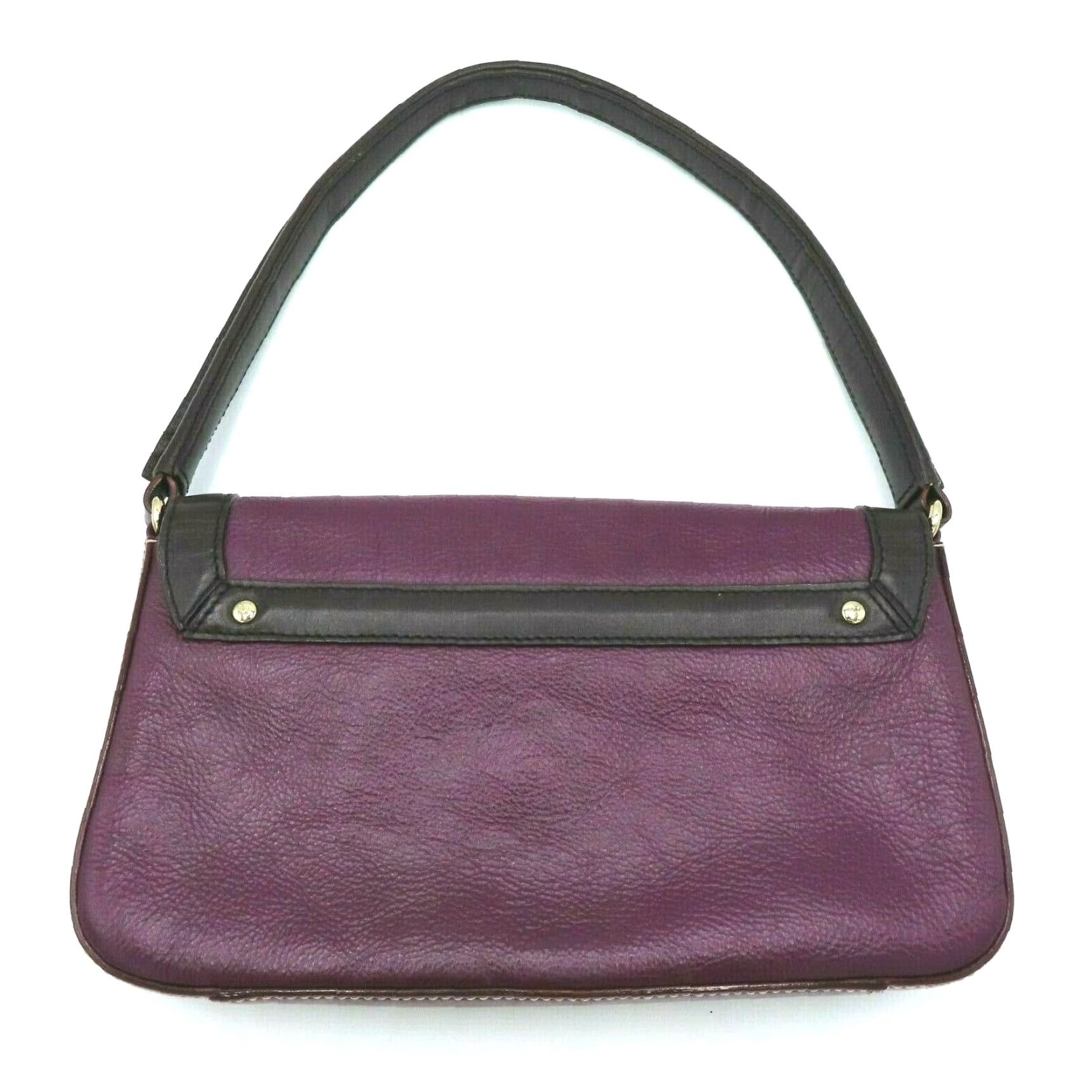 Vintage kate spade new york Shoulder Bag Purple Brown Leather Magnetic Flap handbag Purse Bag Women Size ONE SIZE - 7 Thumbnail