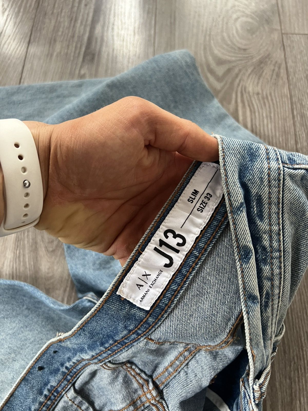 Armani Exchange × Designer ‼️Armani Excange J13 Icon Period Box Logo Denim Jeans‼️ Size US 33 - 16 Thumbnail
