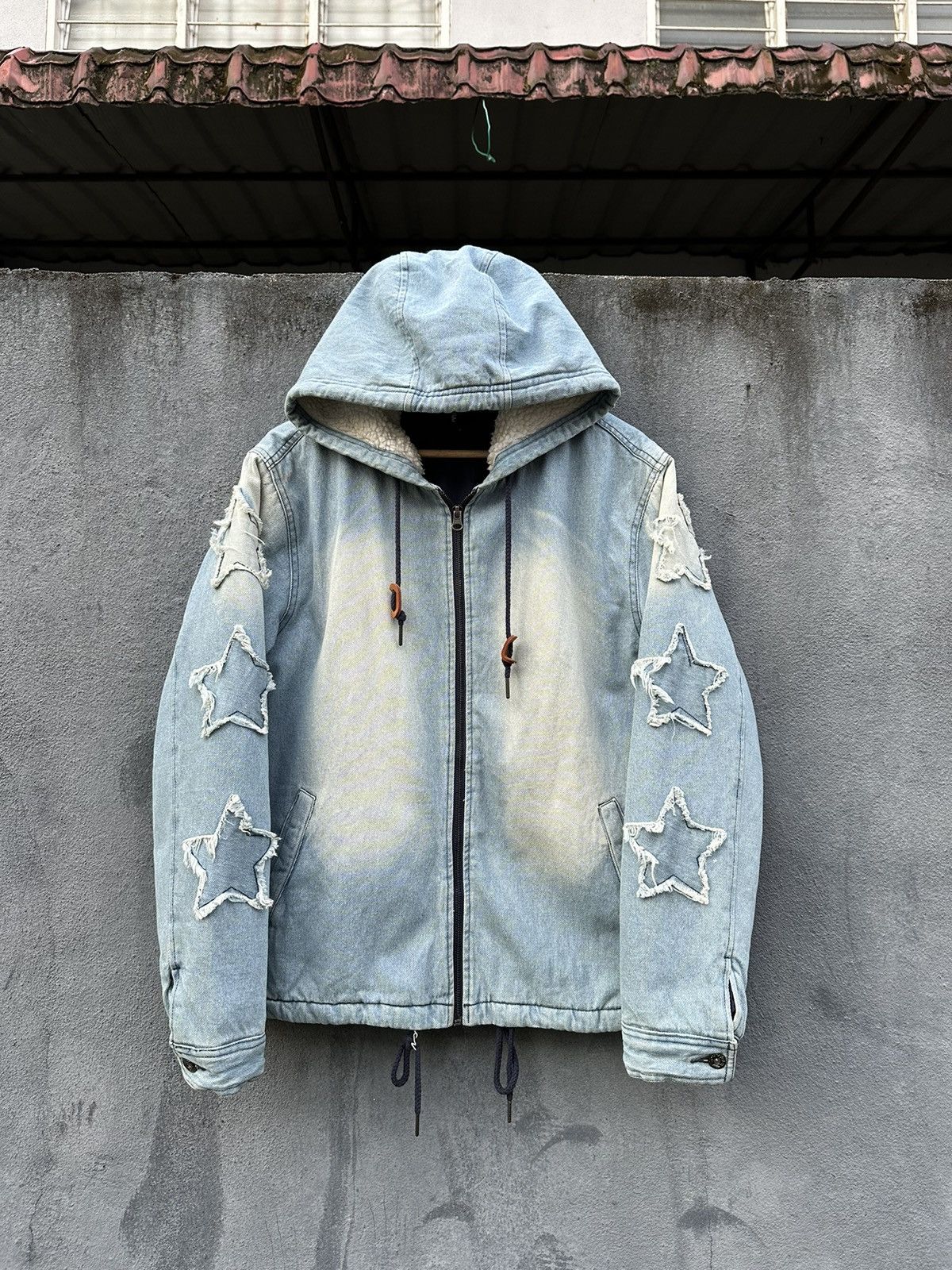 Vintage 👹Halham Fleece Hood Denim Bomber Jacket Size US L / EU 52-54 / 3 - 4 Thumbnail