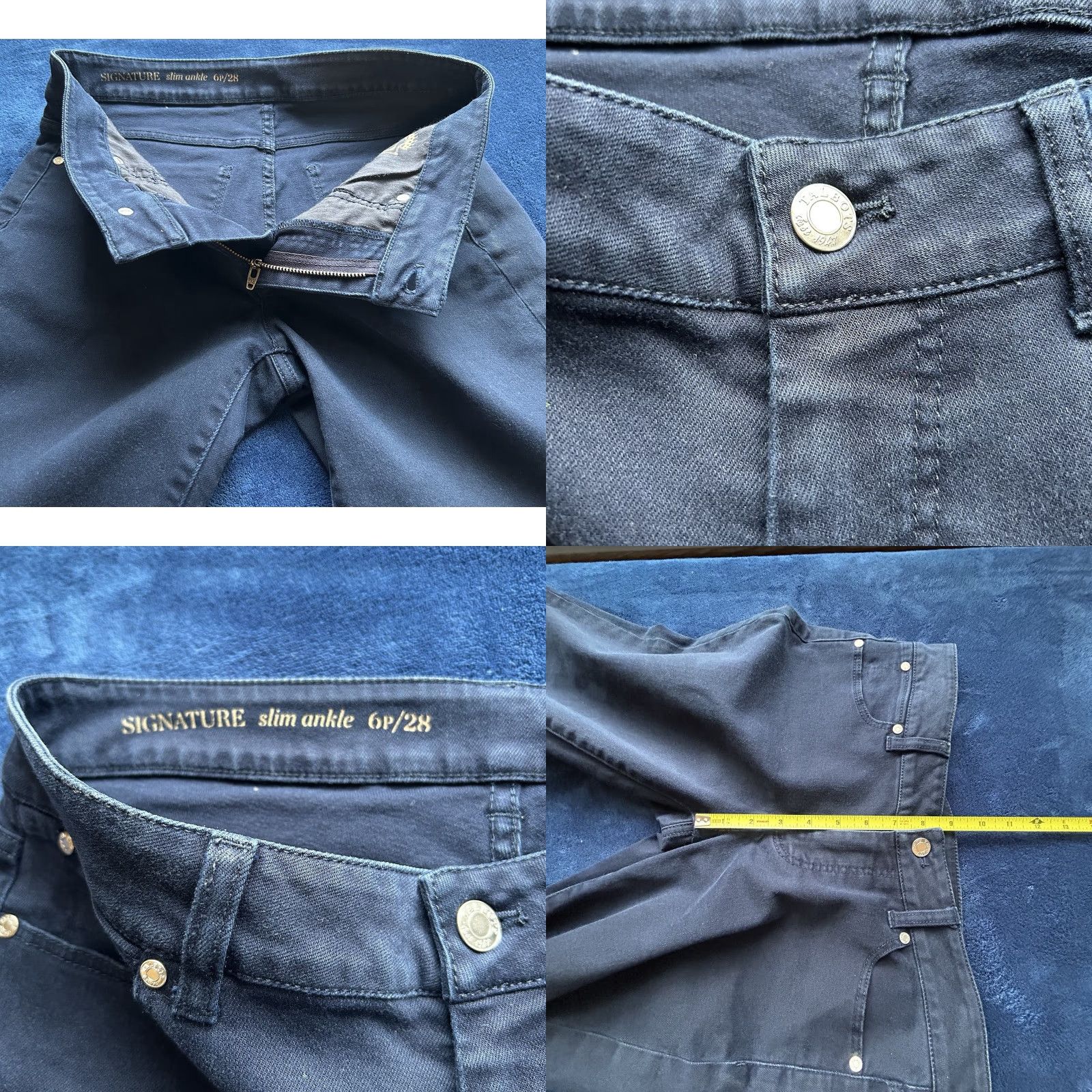 Talbots Talbots Signature Slim Ankle Petite Pants 6P 30x27 Blue Cotton Elastane Slim Denim Zip Button Logo Womens Size 28" / US 6 / IT 42 - 9 Thumbnail