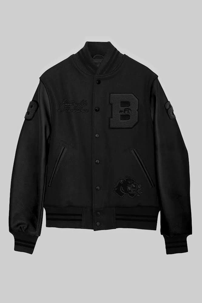image of The Brooklyn Circus Triple Black Resistance Varsity Jacket, Men's (Size 2XL)