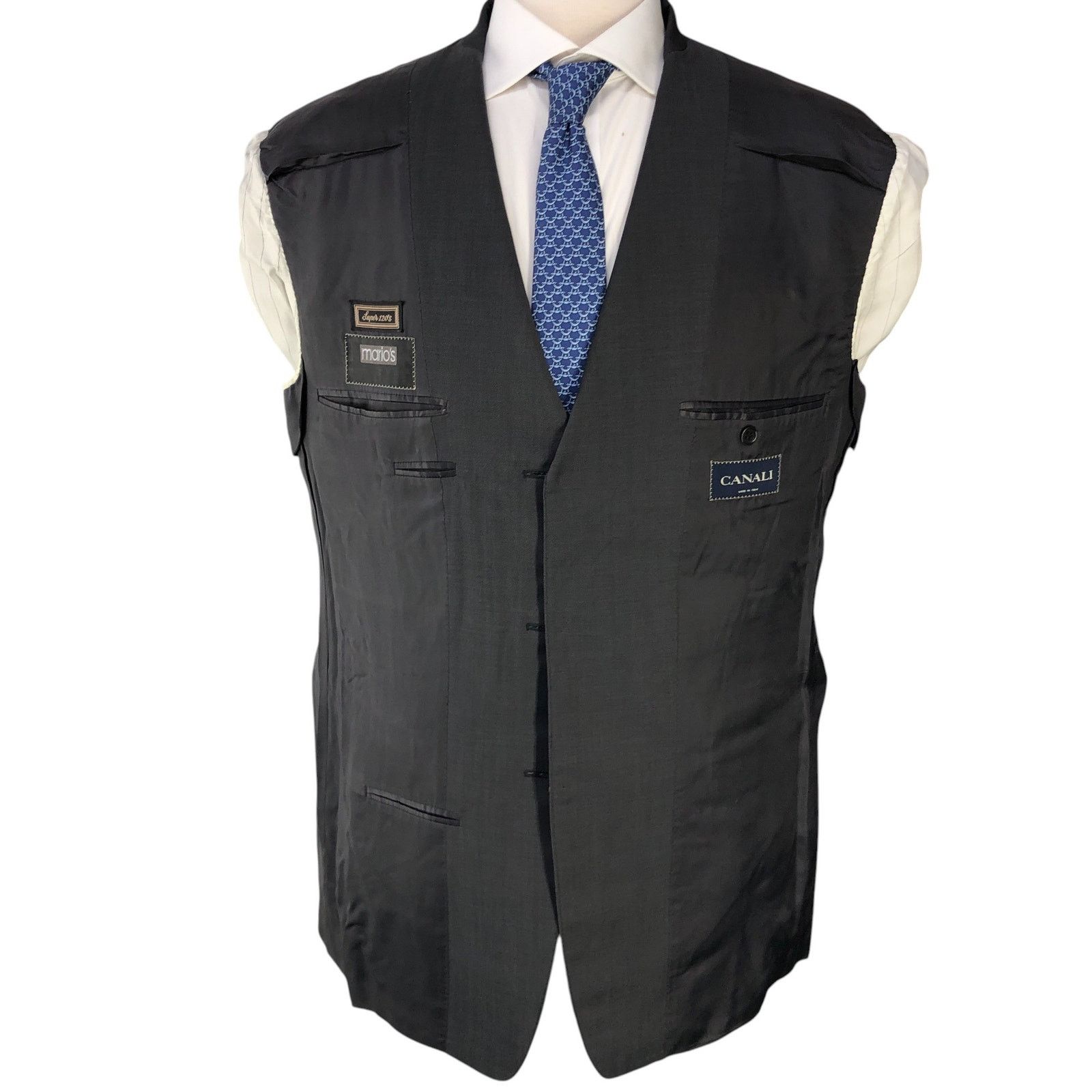 Canali Canali Size IT 52 US 42L Sport Coat Super 120s Wool Charcoal Size 42L - 14 Thumbnail