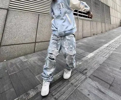 VIBE High Street Heavy Industry Washed Ripped Casual Jeans Size US 32 / EU 48 - 2 Thumbnail