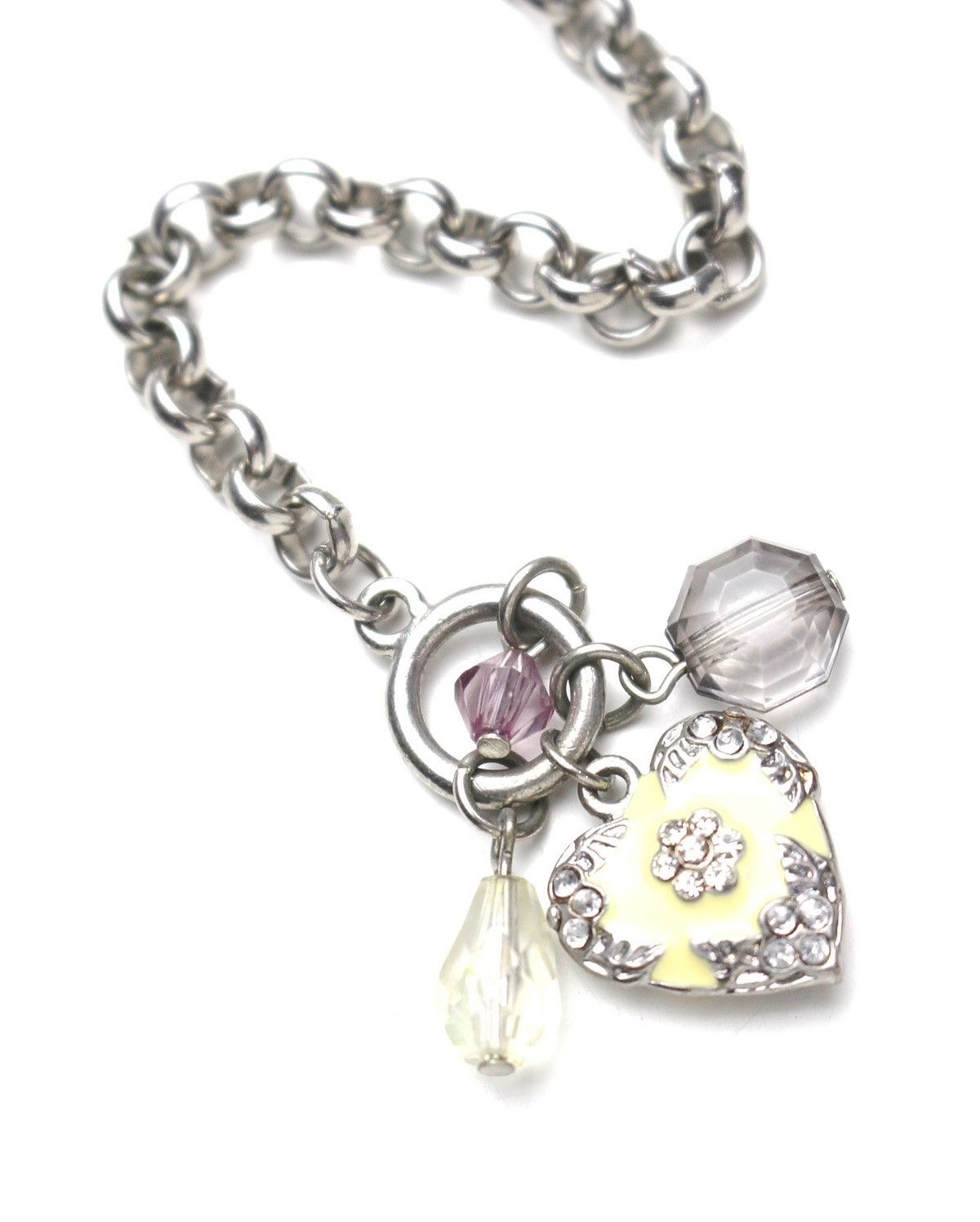 Vintage 2000S JAPANESE MADE CRYSTAL HEART CHARM BRACELET Size ONE SIZE - 3 Thumbnail