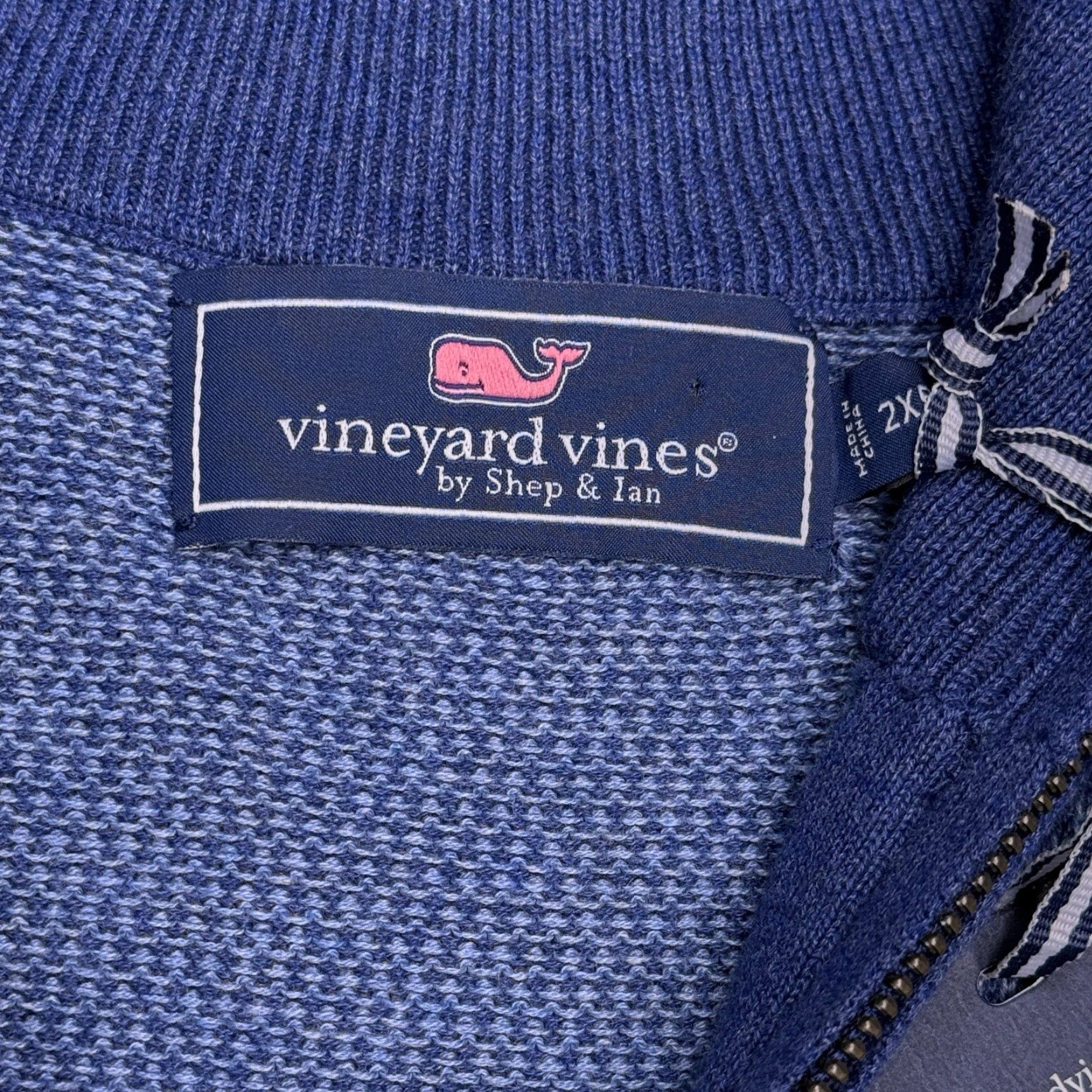 Vineyard Vines Vineyard Vines Sweater 1/2 Zip Mens Big 2X Blue Mock Neck Embroidered Logo Zipper Knit Pullover Regular Style Casual Winter Fall Spring Size US XXL / EU 58 / 5 - 5 Thumbnail