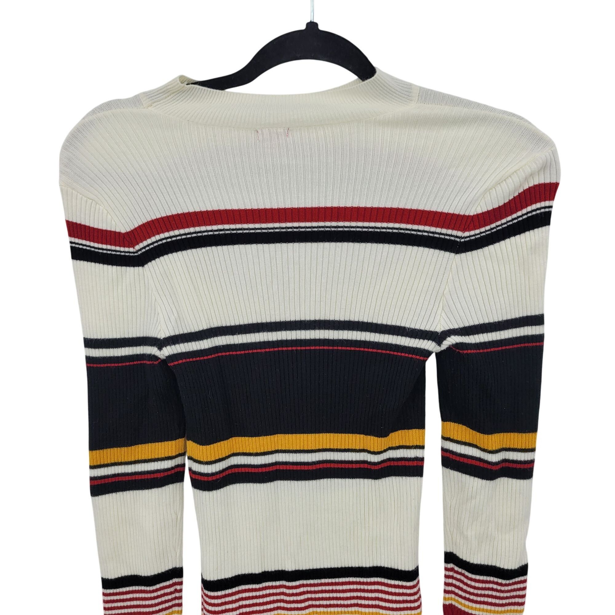 Guess Vtg 90s Guess Womens White Striped Ribbed Knit Sweater Sz M Size M / US 6-8 / IT 42-44 - 6 Thumbnail