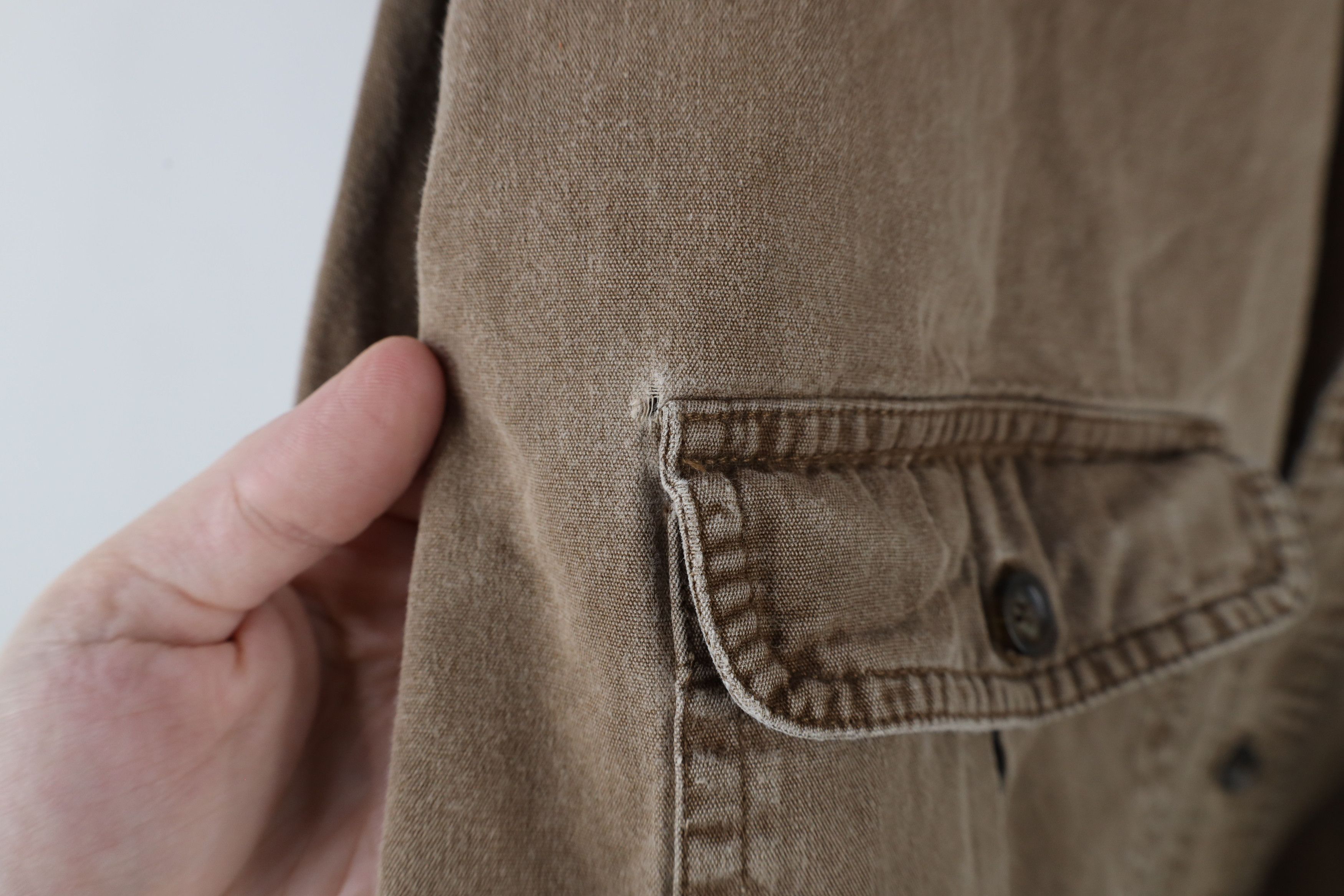 Vintage Vintage 90s Streetwear Stonewash Canvas Button Shirt Brown Size US XXL / EU 58 / 5 - 7 Thumbnail