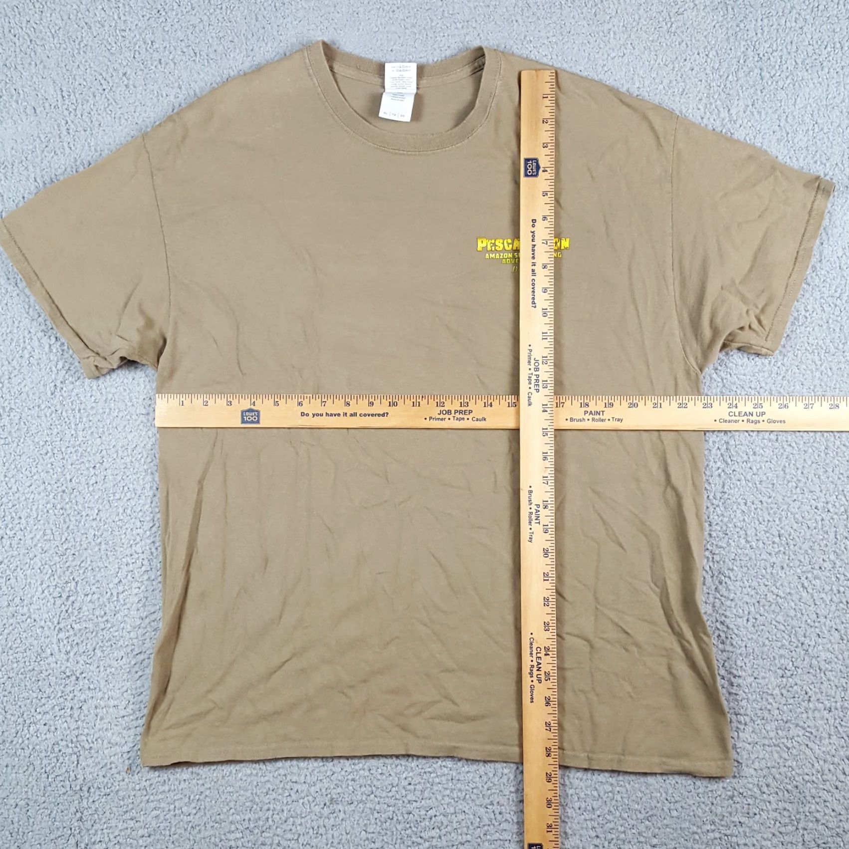 Gildan VINTAGE Amazon Gildan Men's T-Shirt Beige XL Cotton Short Sleeve Crew Neck Fish Brazil Bass Fishing VTG 90s 00s Outdoor Logo Embroidered Shirt Mens Size US XL / EU 56 / 4 - 7 Thumbnail