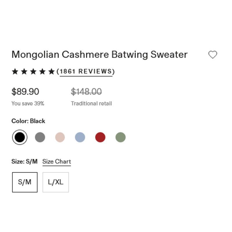Quince Quince Mongolian Cashmere Batwing Sweater Black S/M Size M / US 6-8 / IT 42-44 - 7 Thumbnail