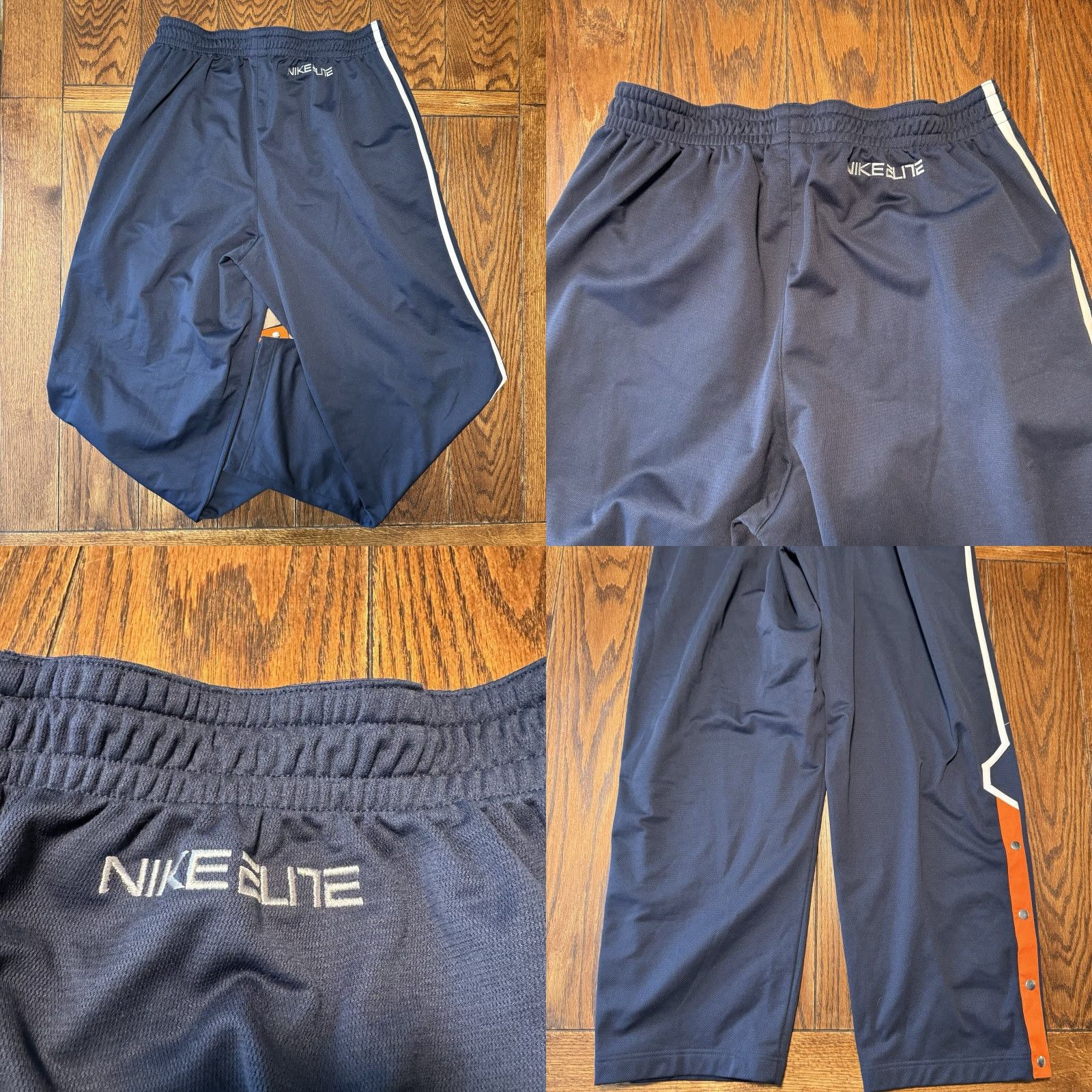 Nike VINTAGE Nike Elite Warmup Pants Mens XXL Blue White Orange Jogger Drawstring 90s Nike Mini Swoosh 33in Inseam Size US 39 - 8 Thumbnail