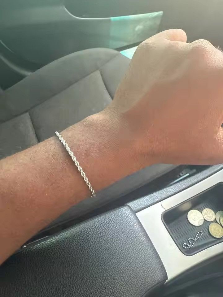 Jewelry Bracelet Silver Rope Bracelet 3mm Size ONE SIZE - 4 Thumbnail