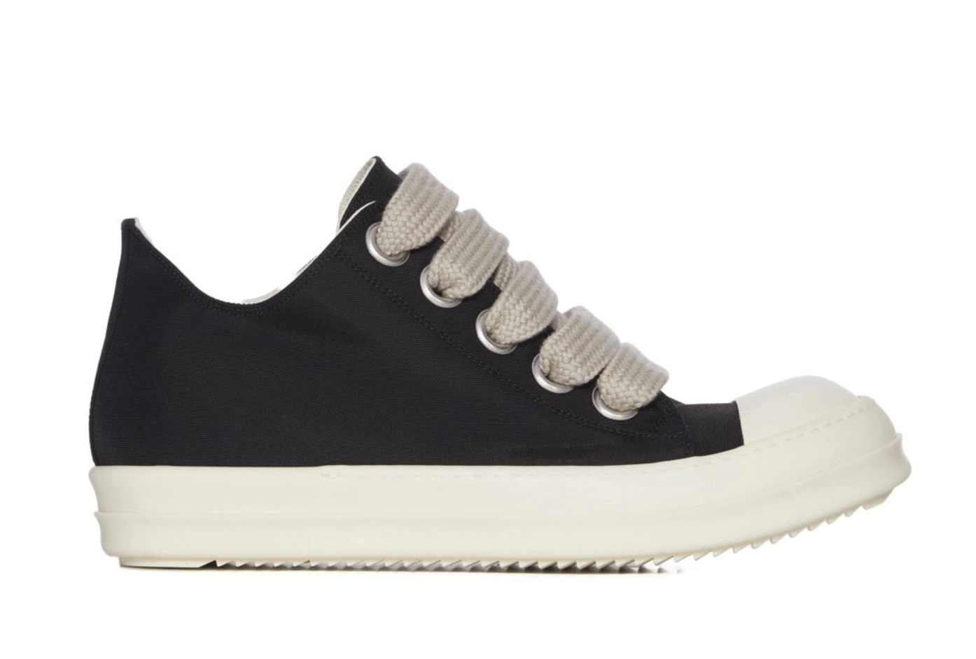 靴 RICK OWENS DRKSHDW/RAMONESSNEAKER/42/BLK Rick Owens DRKSHDW Vegan Ramones - Brushed Cotton Black/Milk