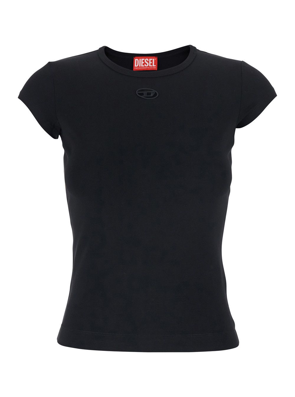 Diesel T-Shirt 'Angie' with DLogo Plaque on the Front in Black Cotton for Women Size XS / US 0-2 / IT 36-38 - 1 Thumbnail