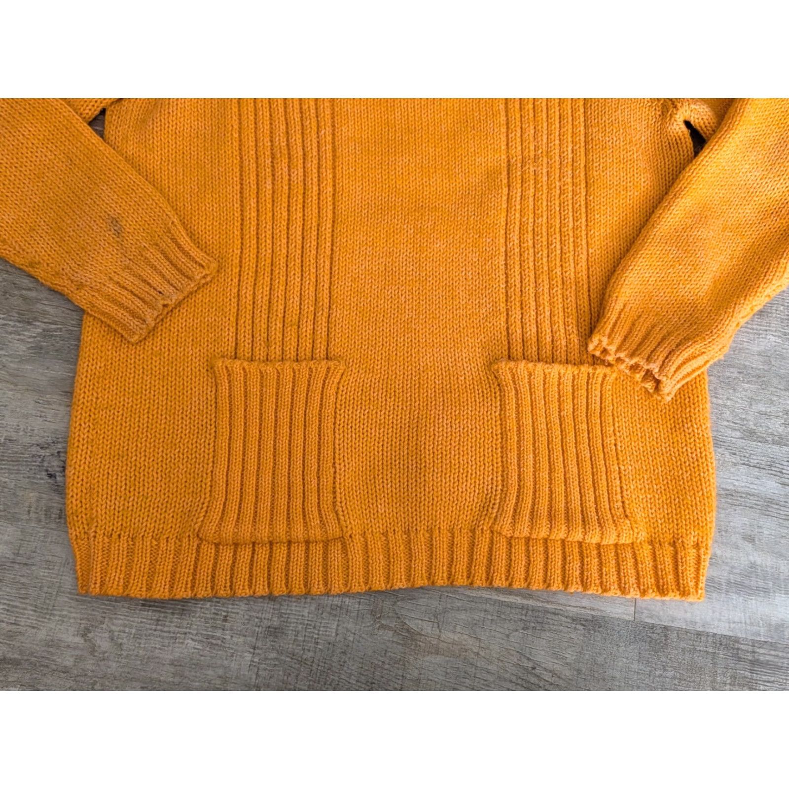 Vintage VINTAGE Cardigan Sweater Wool Blend Women L Front Pockets Hand Loomed Orange 90s 80s Classic Womens Holiday Knit Sweater with Zipper Back Pocket(s) Size L / US 10 / IT 46 - 5 Thumbnail