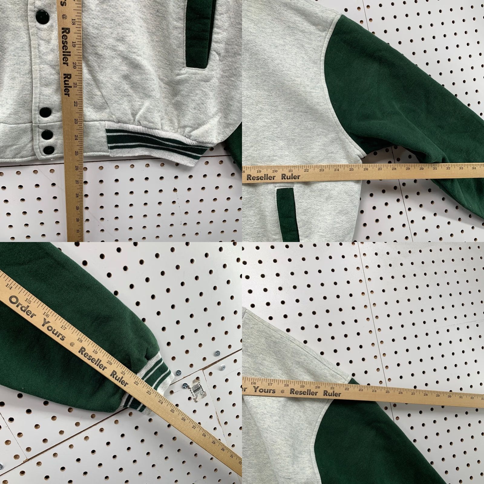 Fruit Of The Loom VINTAGE Fruit of the Loom Varsity Jacket Mens XL Gray Green Cotton Fleece Snap 90s USA Size US XL / EU 56 / 4 - 9 Thumbnail