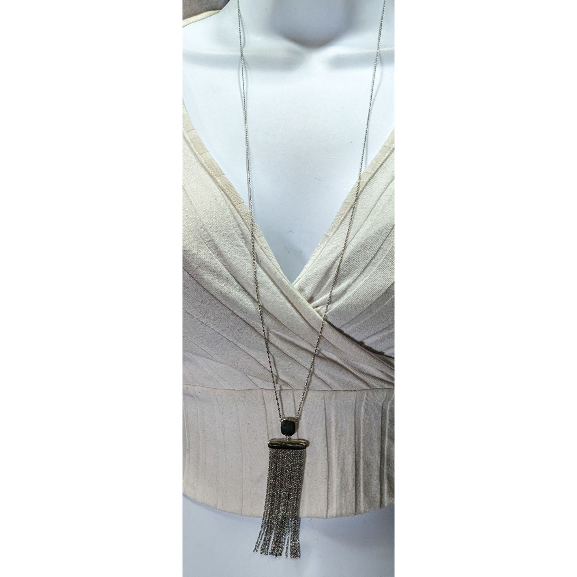 Loft Loft Boho Chic Long Silver Tone Tassel Pendant Necklace With Size ONE SIZE - 2 Thumbnail