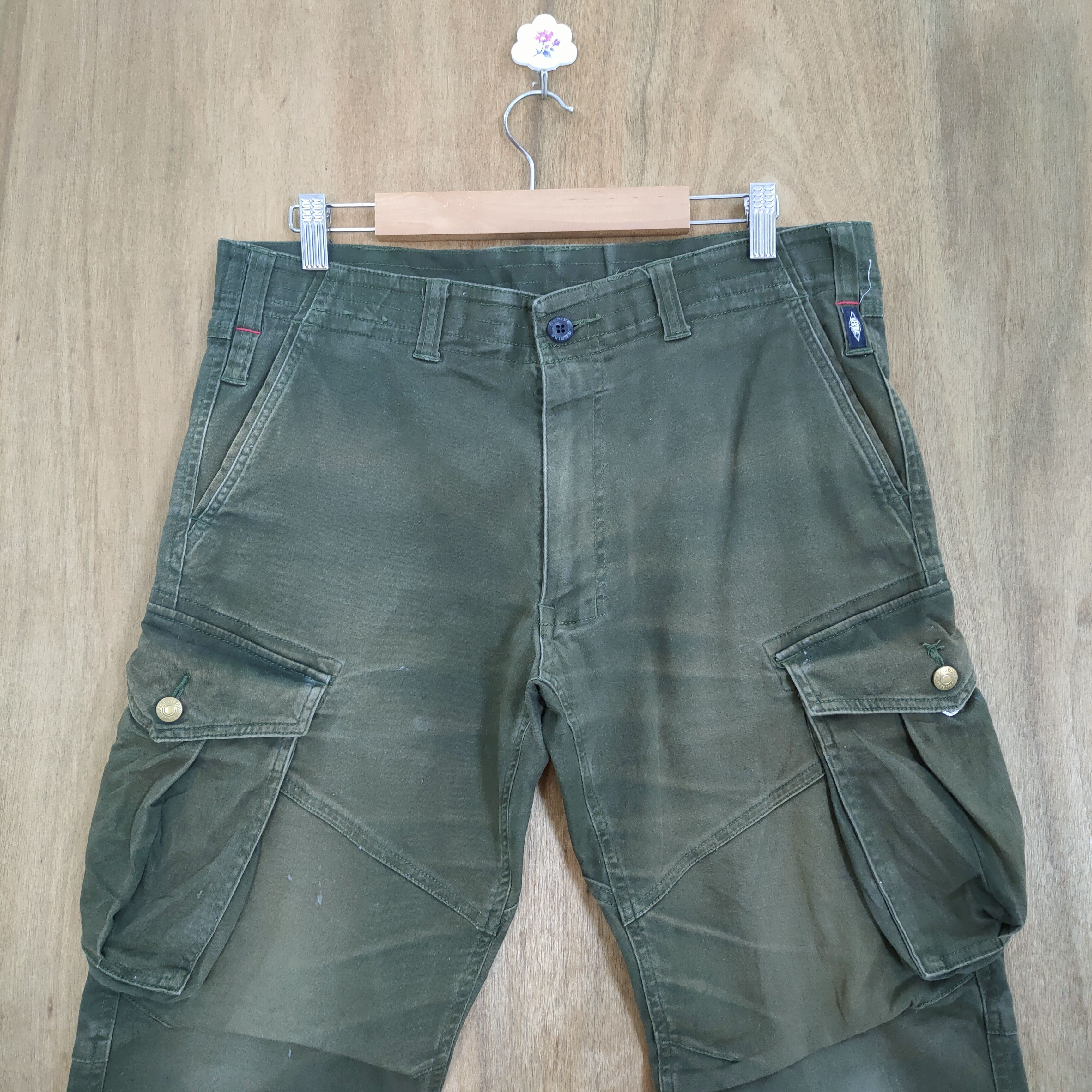 Japanese Brand VINTAGE GRIDE FADED GREEN CARGO PANTS Size US 33 - 2 Thumbnail