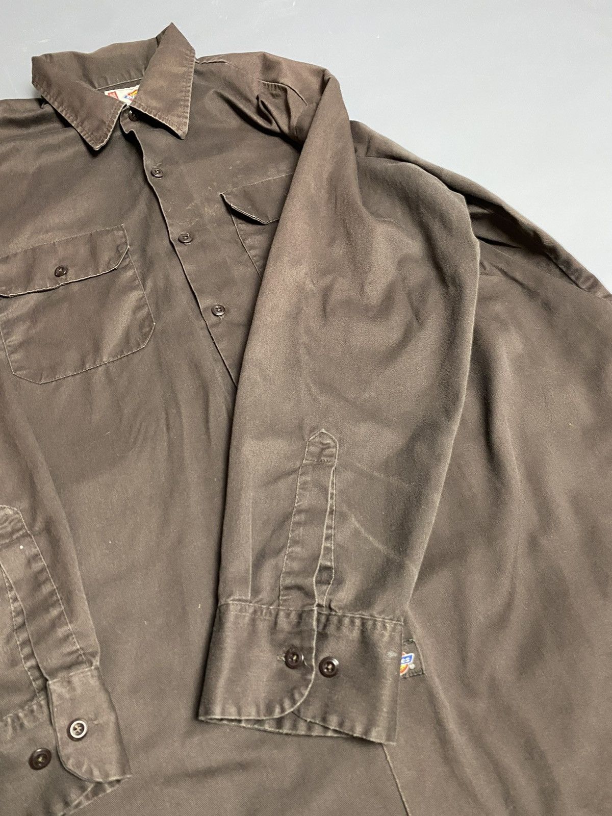 Dickies Vtg Dickies Work Faded Shirt Long Sleeve Brown/Khaki Size XL Size US XL / EU 56 / 4 - 12 Thumbnail