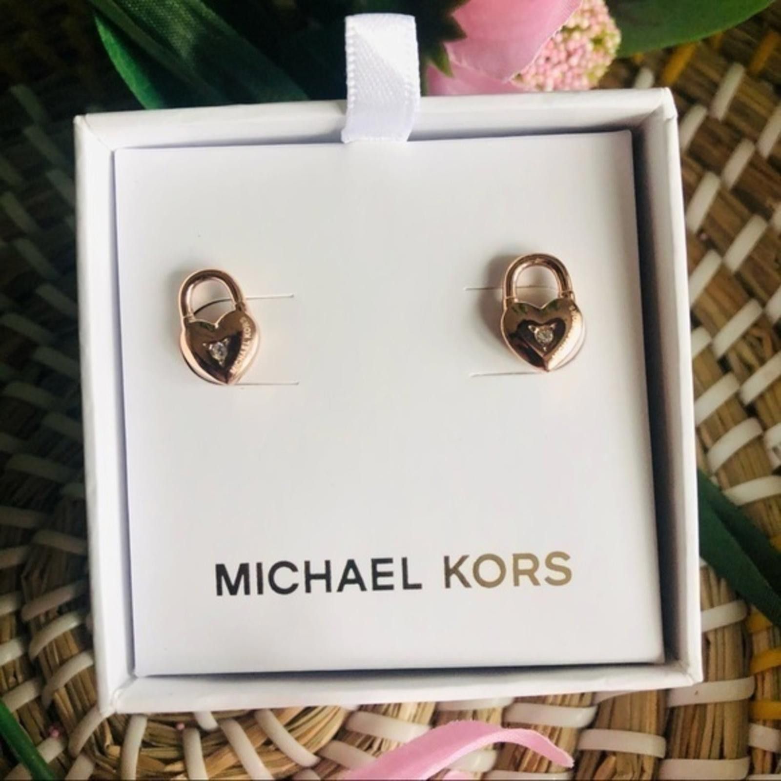 Michael Kors Michael Kors Rose Gold Lock Heart Stud Earrings NWT Size ONE SIZE - 2 Thumbnail