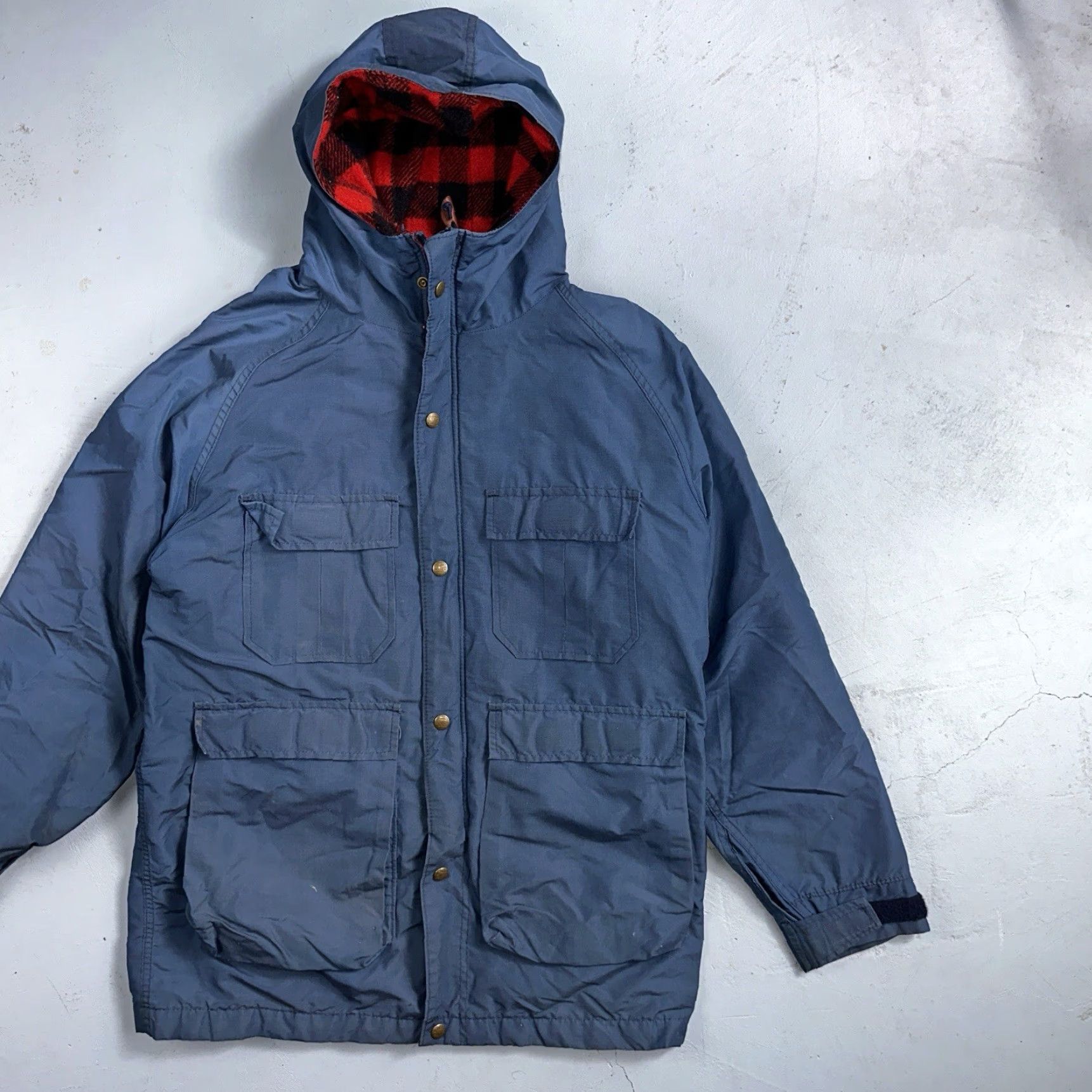 Vintage VINTAGE L.L. Bean Parka Jacket Mens M Blue Wool Plaid Parka Long Full Zip Hooded Lined Pockets 90s USA Buffalo Plaid Size US M / EU 48-50 / 2 - 2 Thumbnail