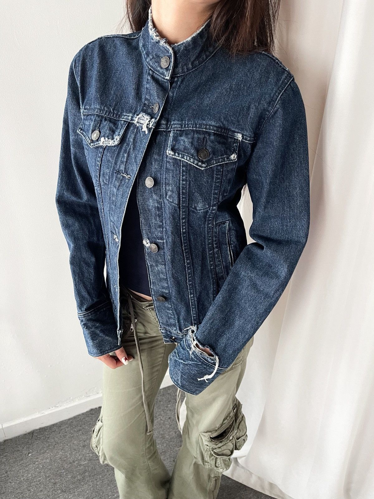 Diesel 2000s Diesel Distressed Biker Denim Jacket Size L / US 10 / IT 46 - 2 Thumbnail