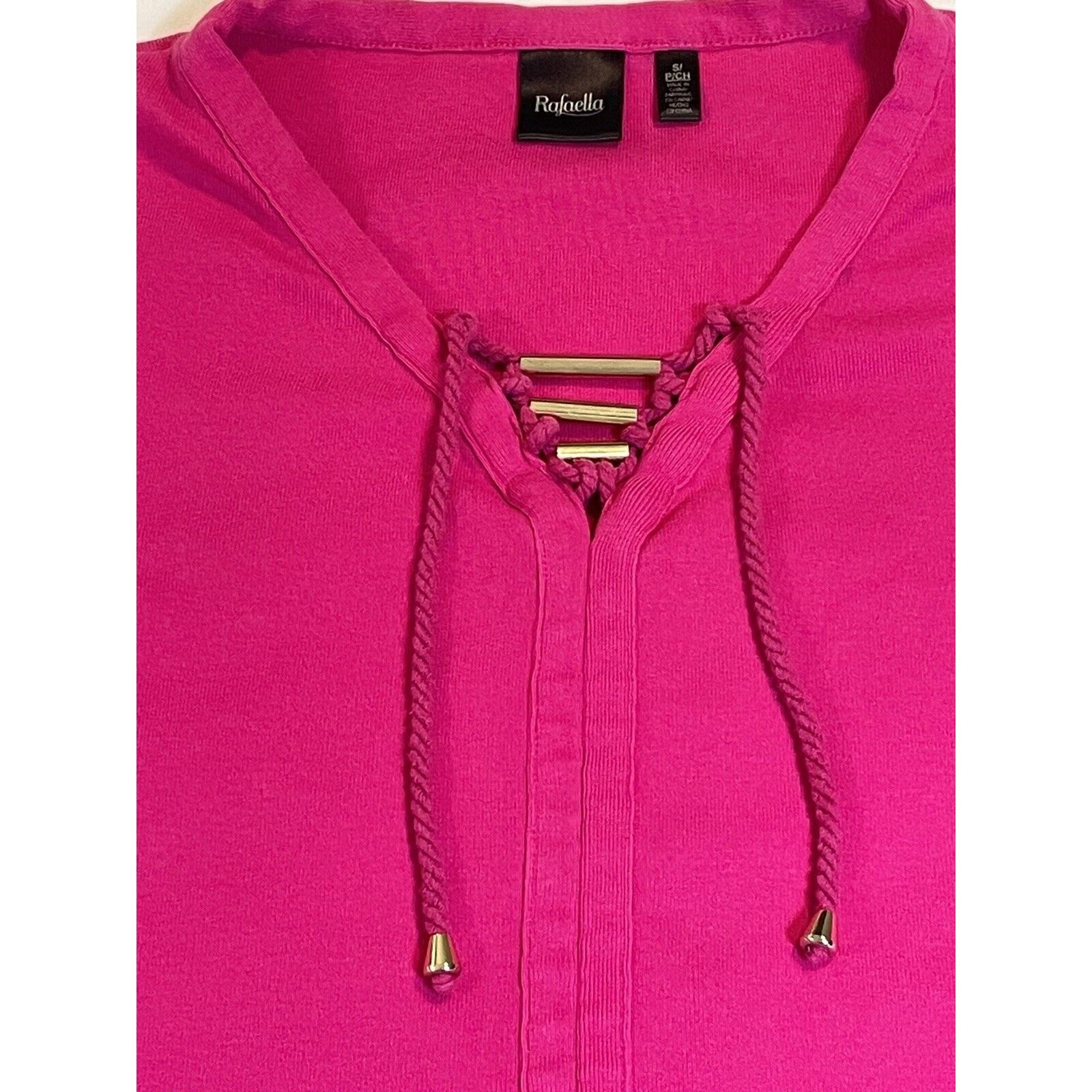 Other Rafaela V-Neck Gold Bar Pink Cotton Short Sleeve T Shirt Wom Size S / US 4 / IT 40 - 6 Thumbnail