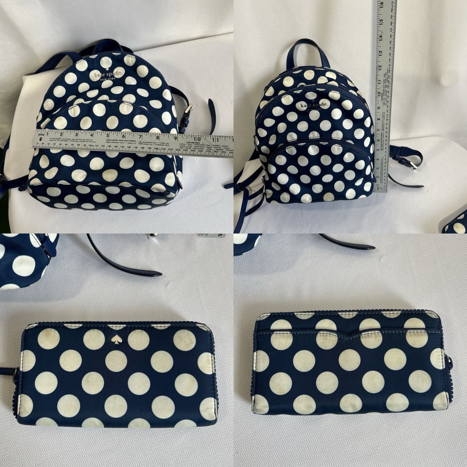 Vintage Kate Spade Karissa Nylon Seaside Small Backpack Blue With Wallet Polka Dot Backpack Women Small Blue Wallet Included Size ONE SIZE - 9 Thumbnail