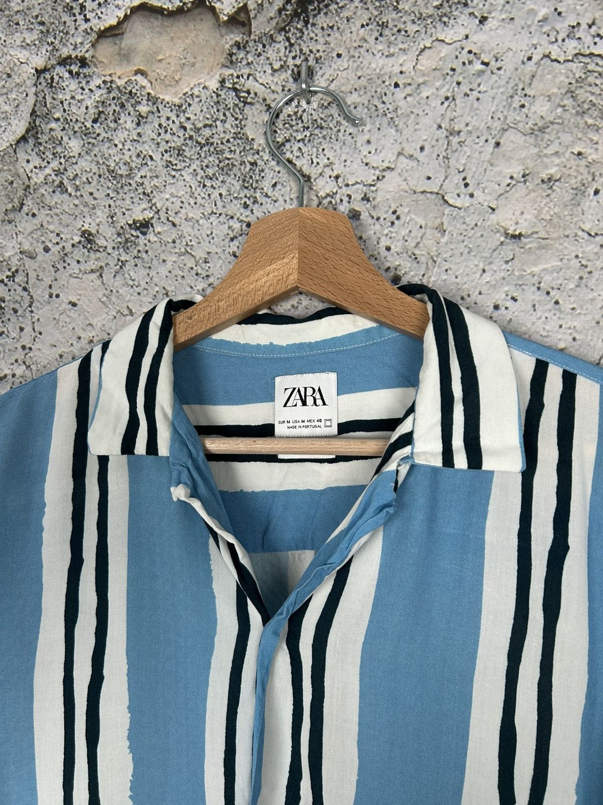 Zara Zara Stripe Blue White Shirt Summer Hawaiian Streetwear Size US M / EU 48-50 / 2 - 3 Thumbnail