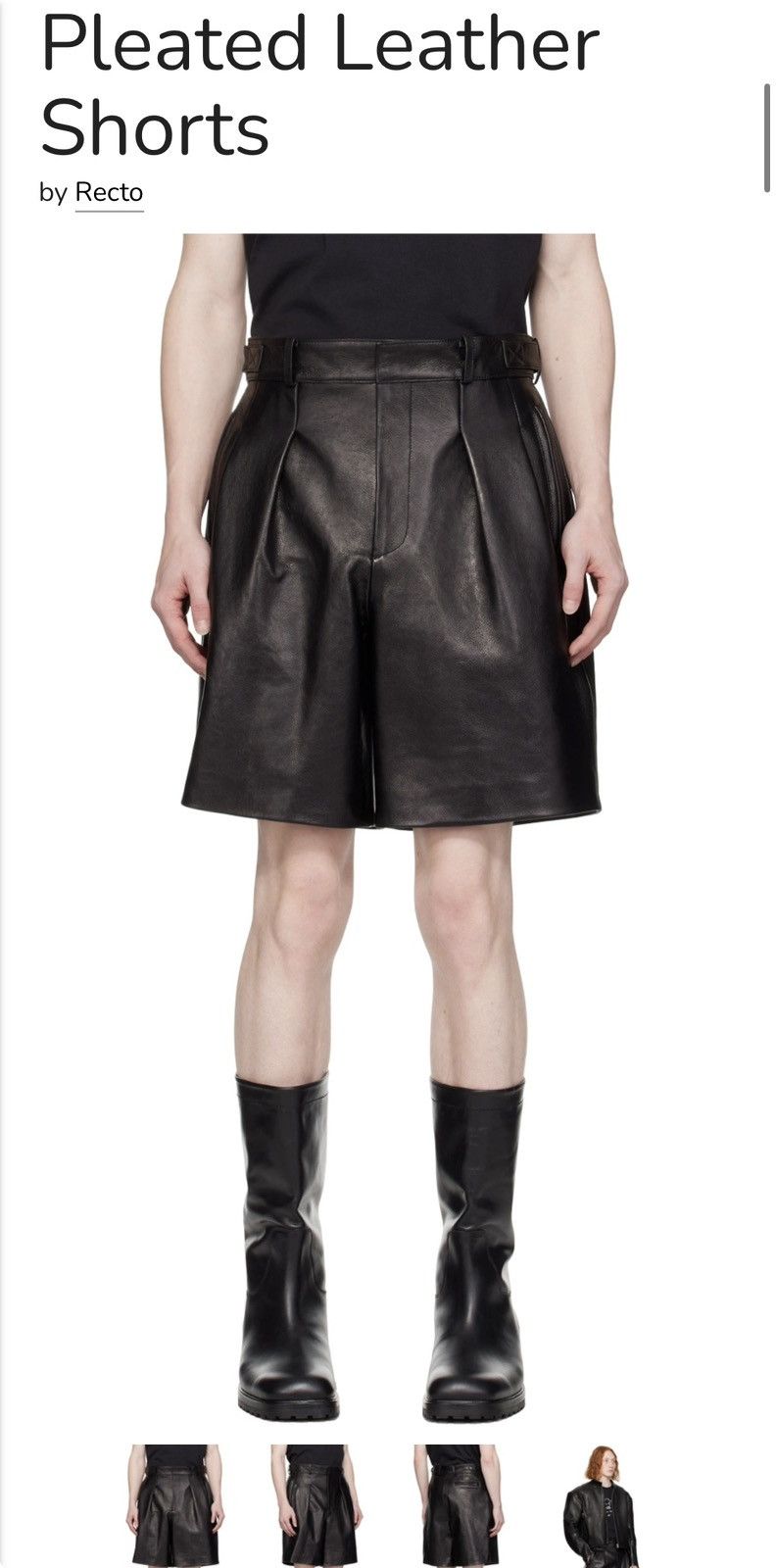 RECTO Recto Black Pleated Leather Shorts Size US 36 / EU 52 - 2 Thumbnail