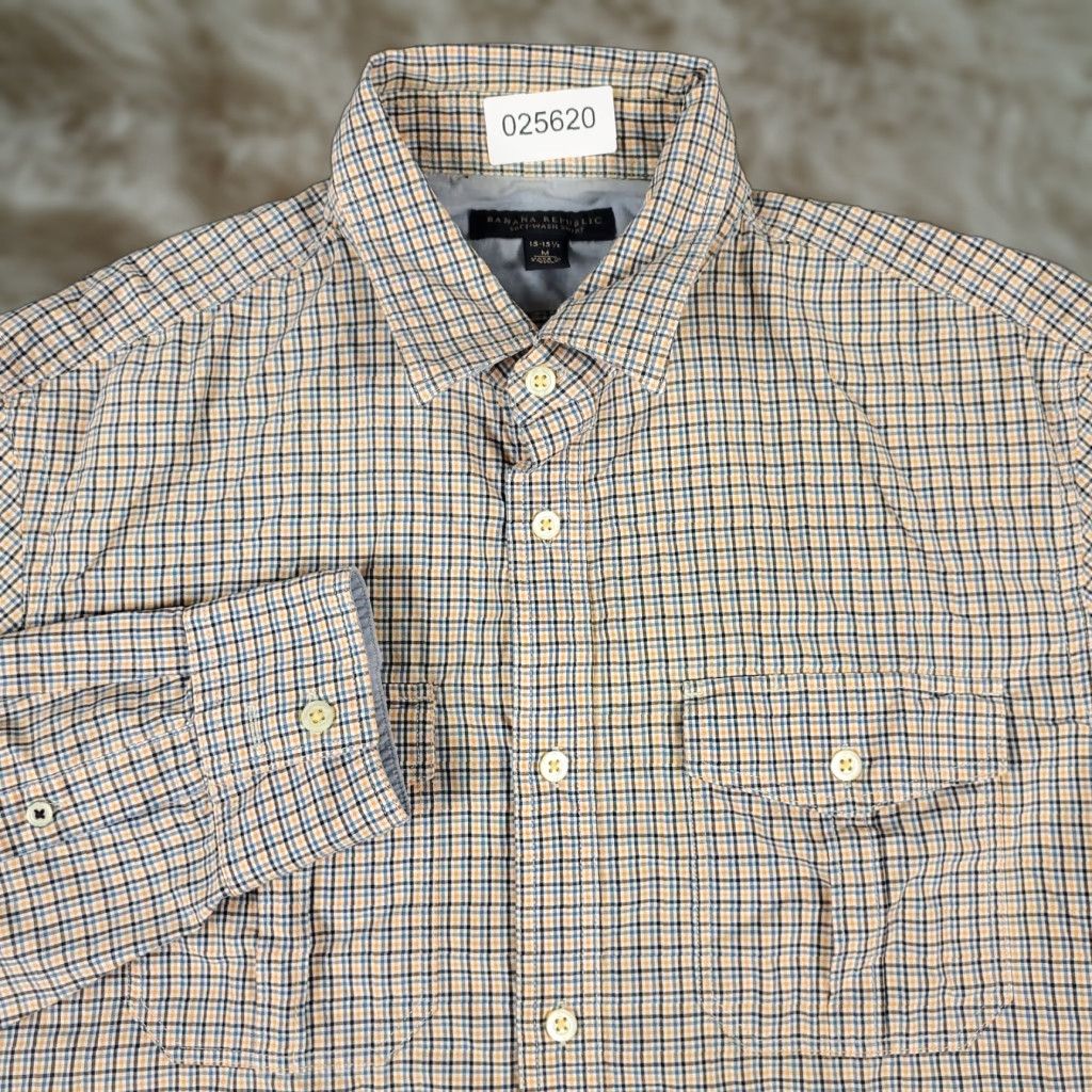 Banana Republic Banana Republic Shirt Mens M Yellow Blue Plaid Button-Up Long Sleeve Casual Formal Size US M / EU 48-50 / 2 - 1 Thumbnail